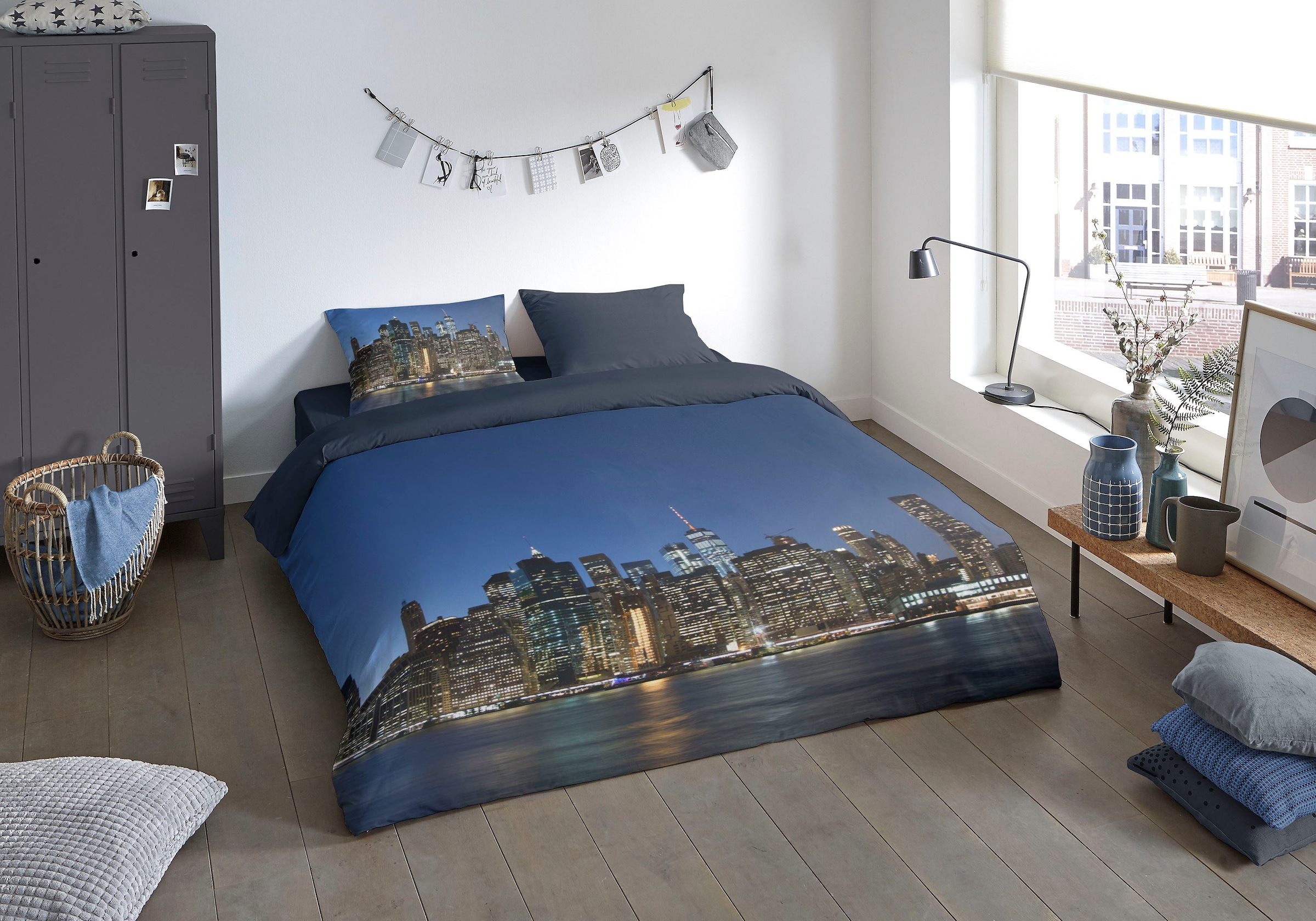 PURE luxury collection Wendebettwäsche "NY City" 2 Stk. Mikrofaser, 135x200 günstig online kaufen