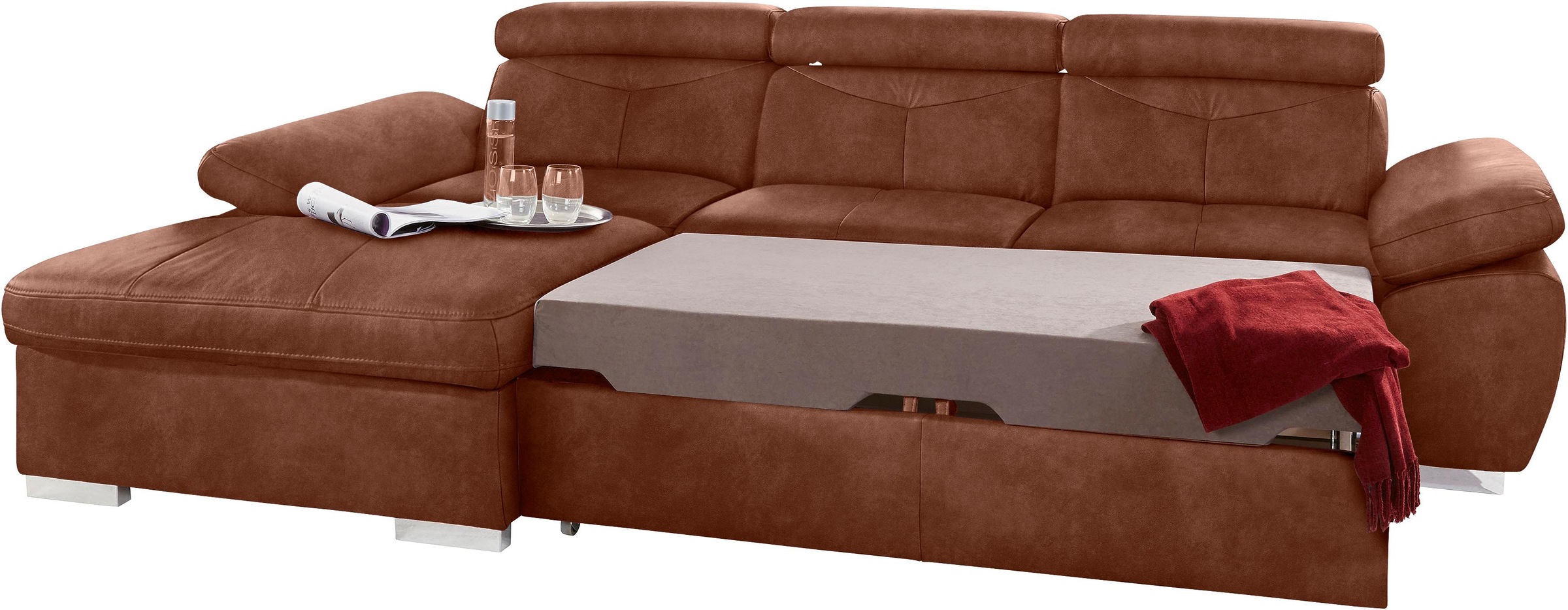exxpo - sofa fashion Ecksofa »Spring, super bequem, mit Armteil- und Kopfteilfunktion, OTTOs Choice«, L-Form, wahlweise mit Bettfunktion und Bettkasten