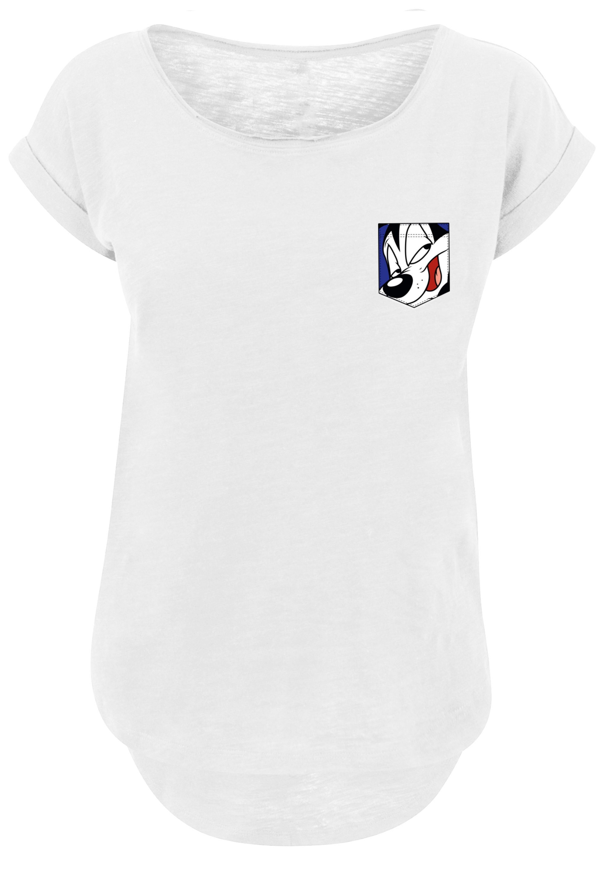 F4NT4STIC T-Shirt »Looney Tunes Pepe Le Pew Face Faux Pocket«, Print