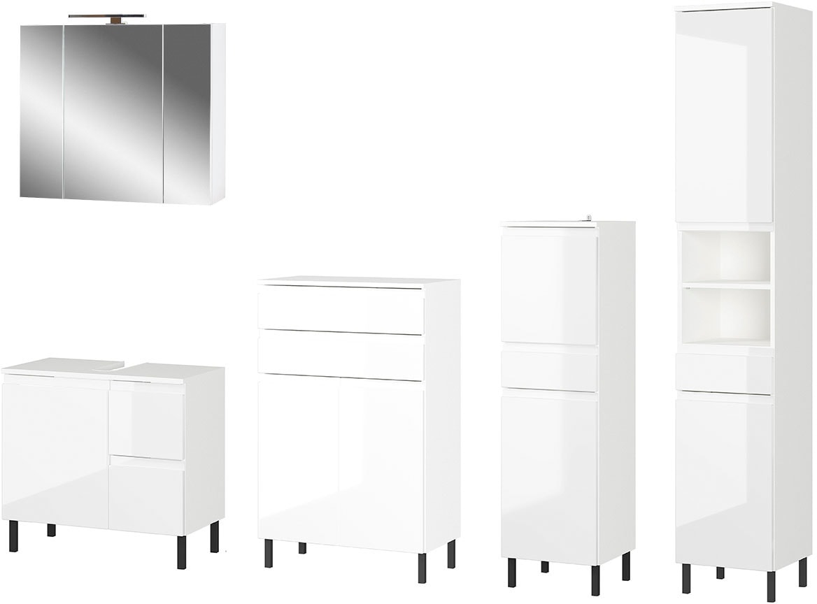 GERMANIA Badmöbel-Set "Scantic" 5 Stk. tlg. bestehend aus Kommode, Schrank, günstig online kaufen
