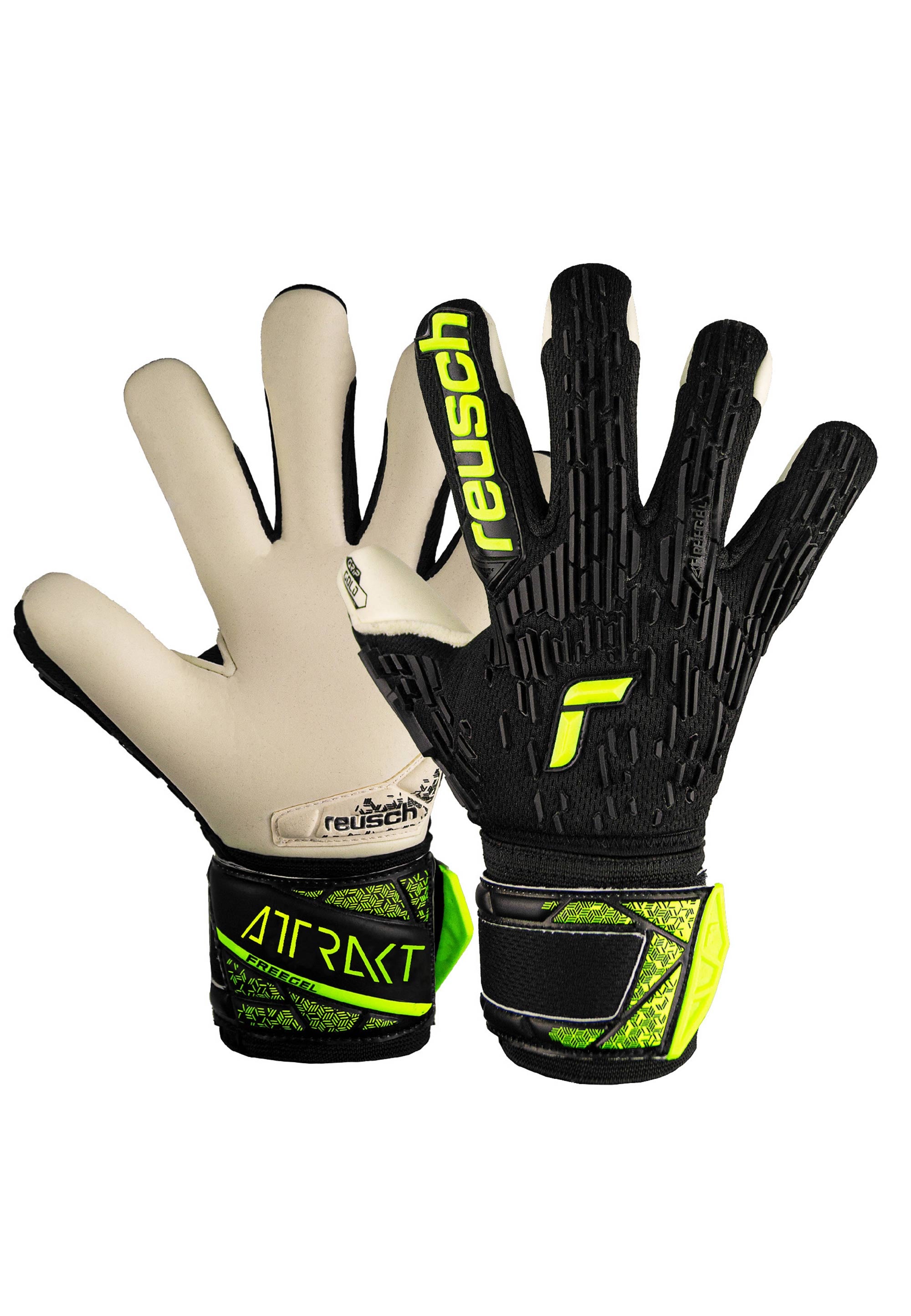 Reusch Torwarthandschuhe "Attrakt Freegel Gold Junior", mit Finger Support Evolution Negative Cut