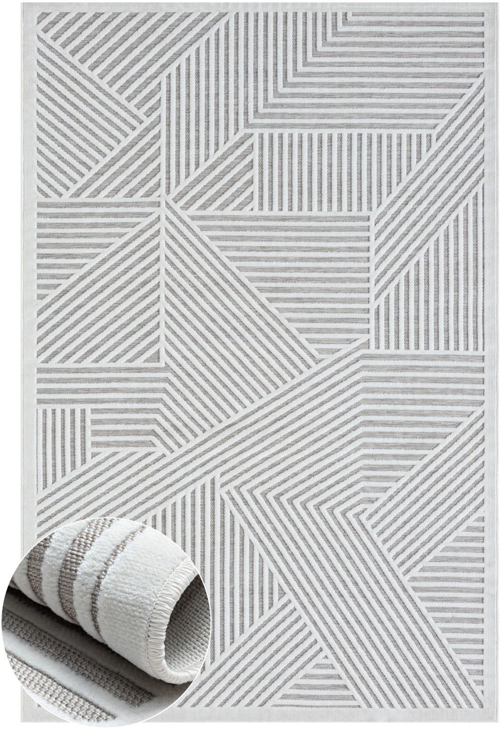 Myflair Möbel & Accessoires Teppich »Vill, LAGERRÄUMUNG!«, rechteckig, 8 mm Höhe, modernes Design, Hoch-Tief Effekt, Outdoor geeignet, Balkon, Terrasse