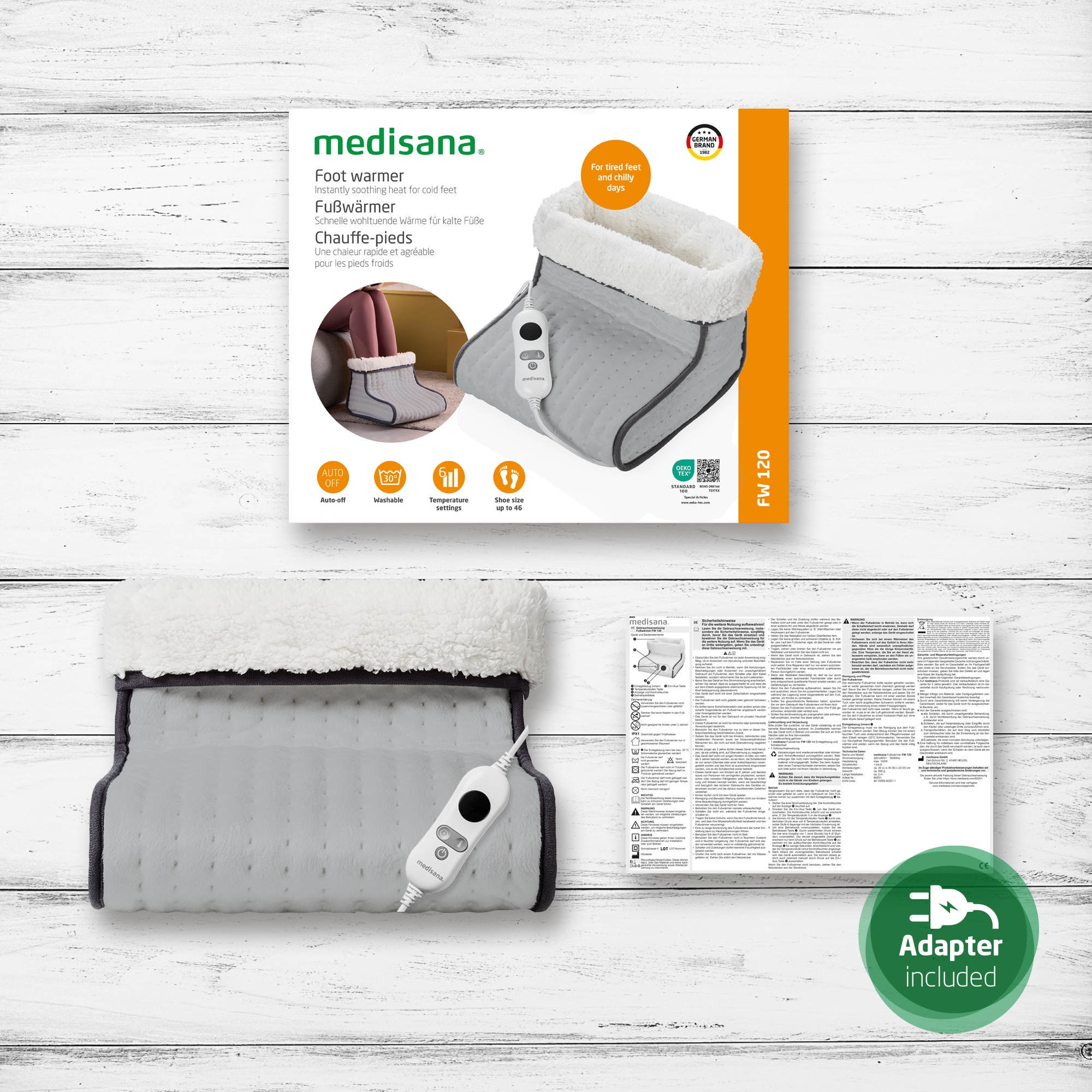 Medisana Elektrofußwärmer »FW 120« Überhitzungsschutz, autom. Abschaltung, Timer-Einstellungen 1-6 Std.