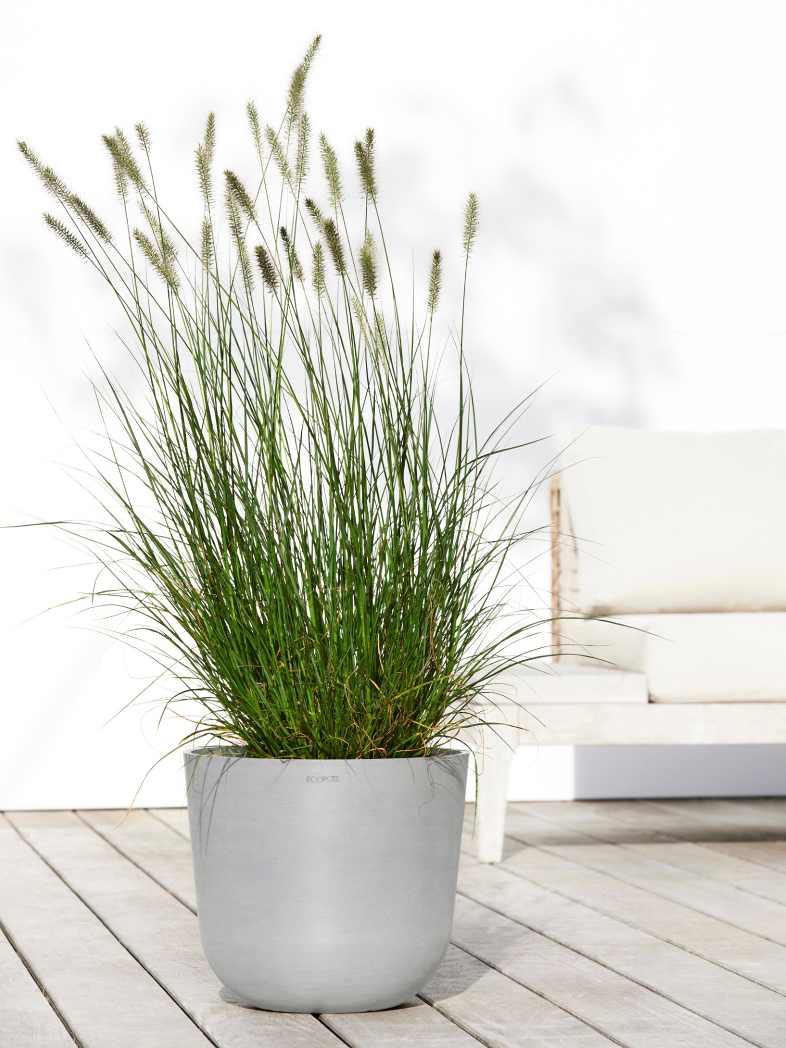ECOPOTS Blumentopf »Oslo 35 + Wassersystem Weißgrau«, für innen und außen: frostsicher, bruchsicher und lichtbeständig