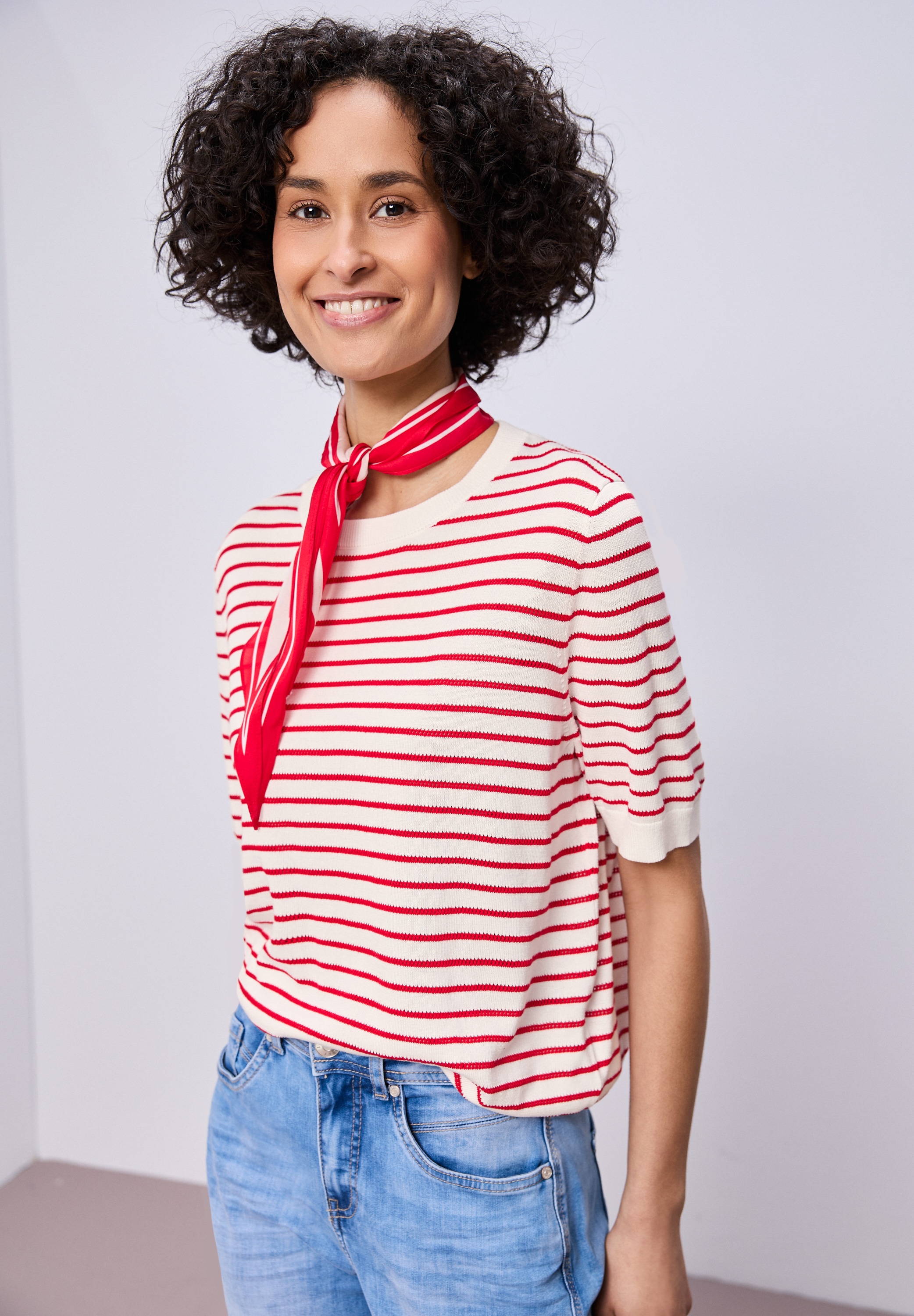 STREET ONE Kurzarmpullover mit Rundhalsausschnitt günstig online kaufen