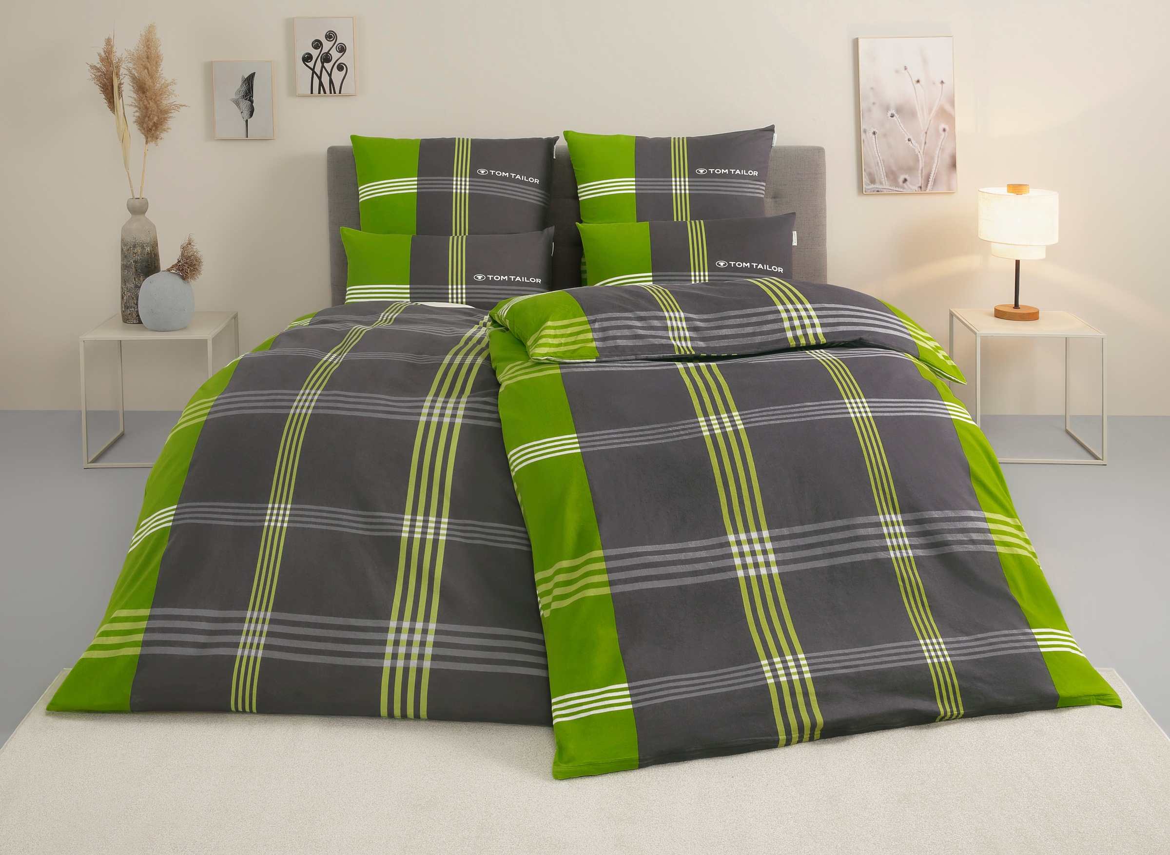 TOM TAILOR HOME Bettwäsche "Ole" 2 karierte Bettwäsche aus Baumwolle, mit Reißverschluss