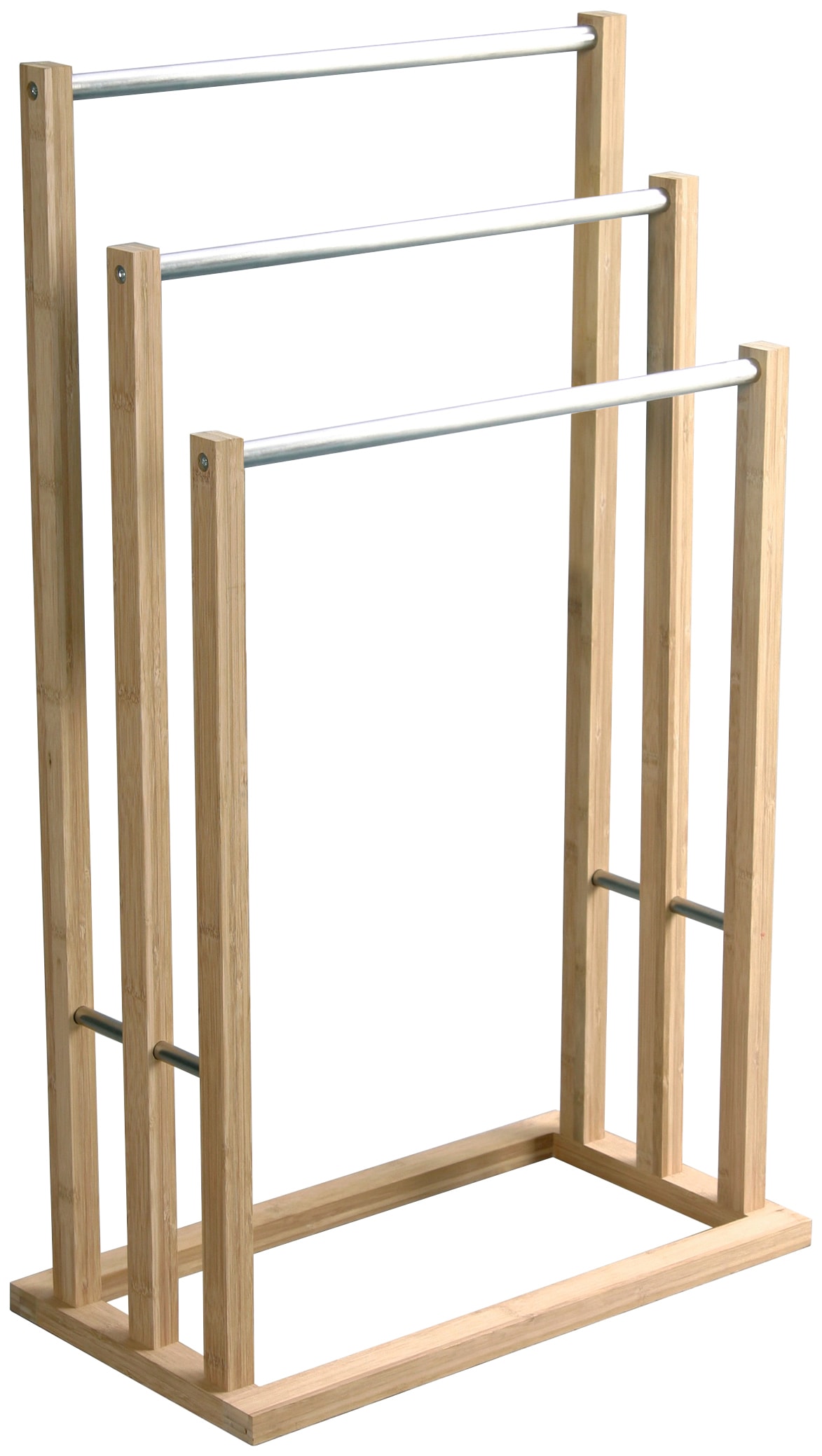 MSV Handtuchständer »Edelstahl und Bambus«, 3 Stangen, 48 x 26 x 84 cm  kaufen | BAUR