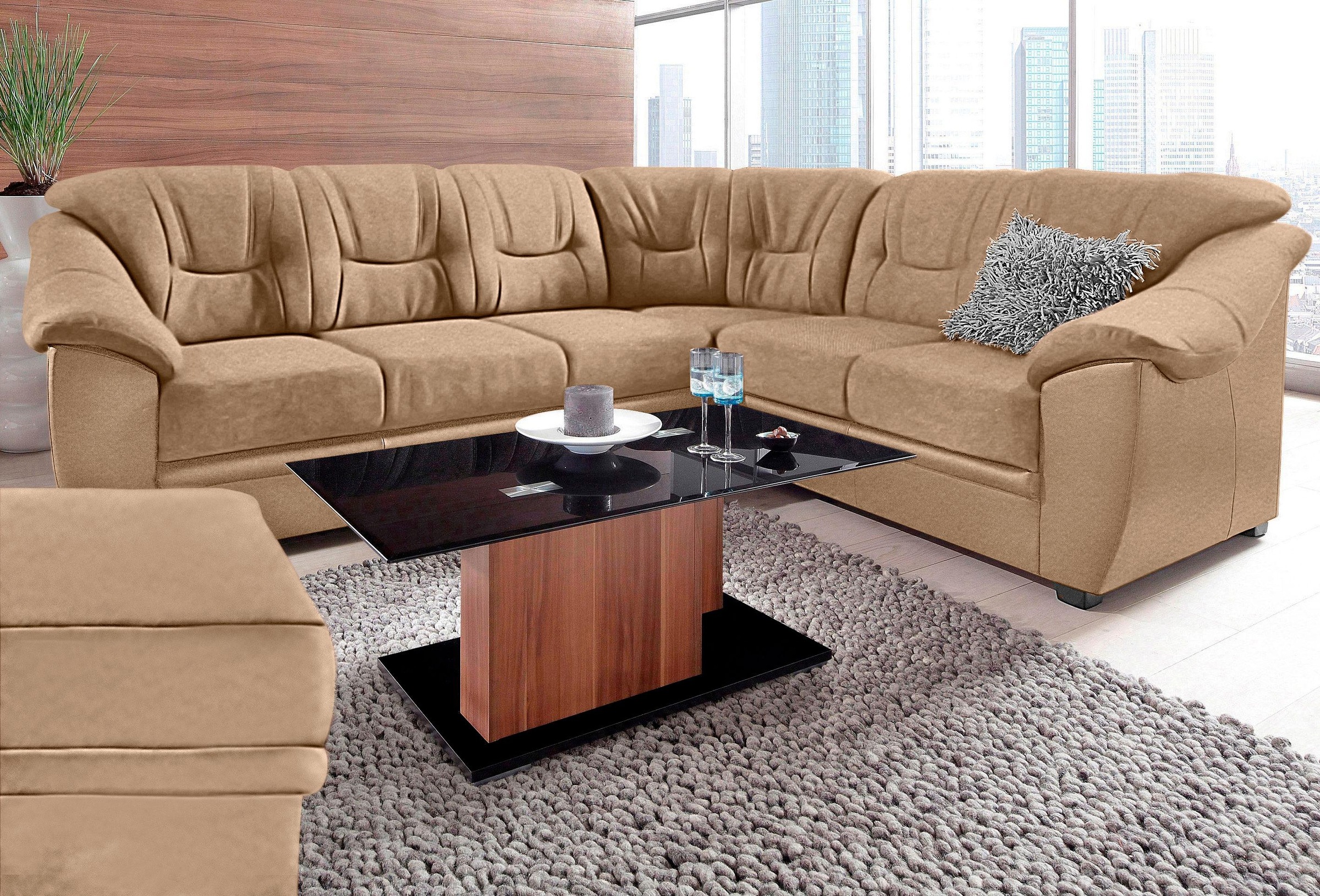 sit&more Ecksofa "Savona L-Form, B: 262 cm" optional Bettfunktion, Federker günstig online kaufen