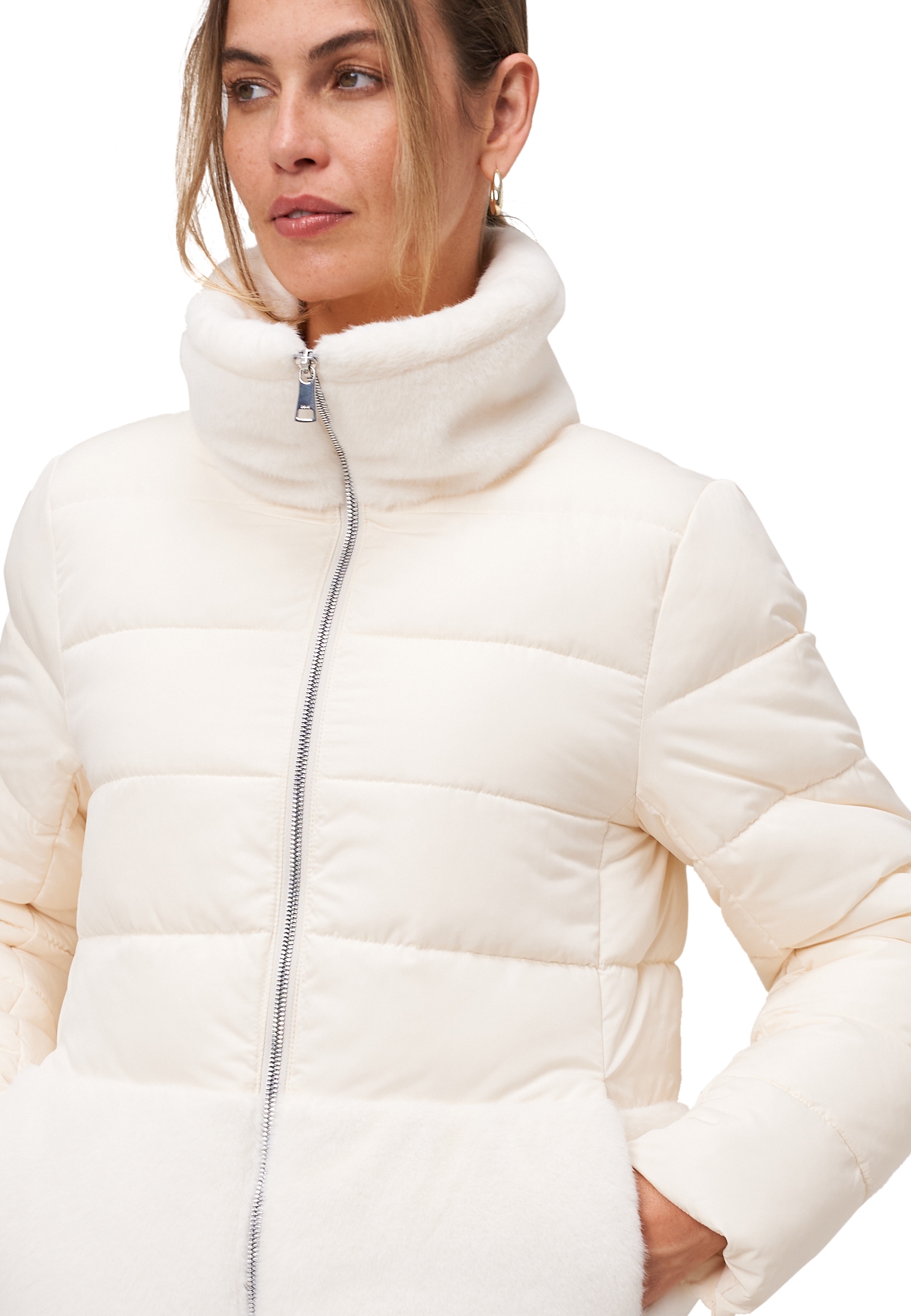 Zero Steppjacke »zero Damen Steppjacke mit Kunstfellkragen«