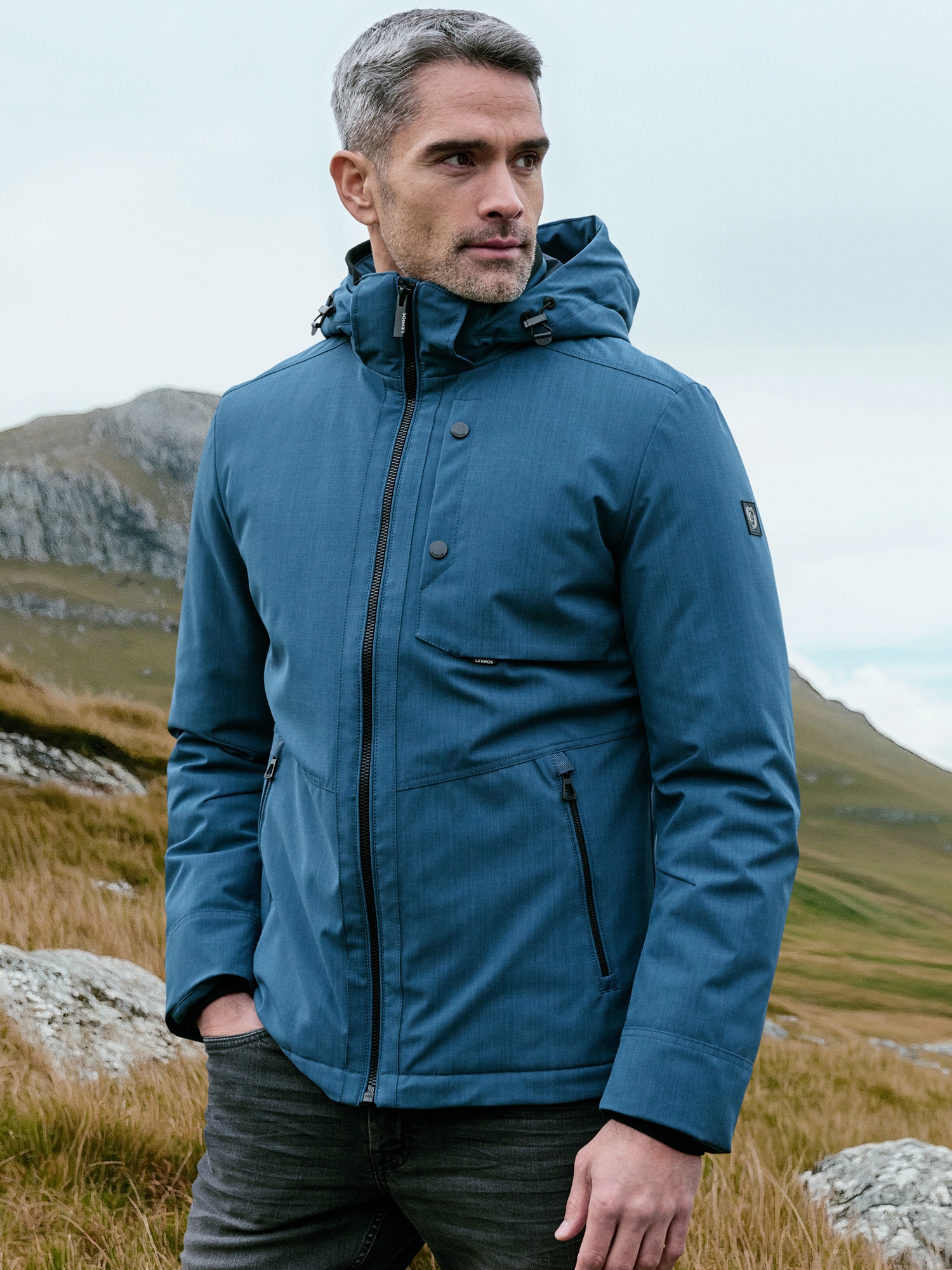 LERROS Blouson »LERROS Herren Blouson in Stukturoptik«, mit Kapuze, Wasser- und windabweisend