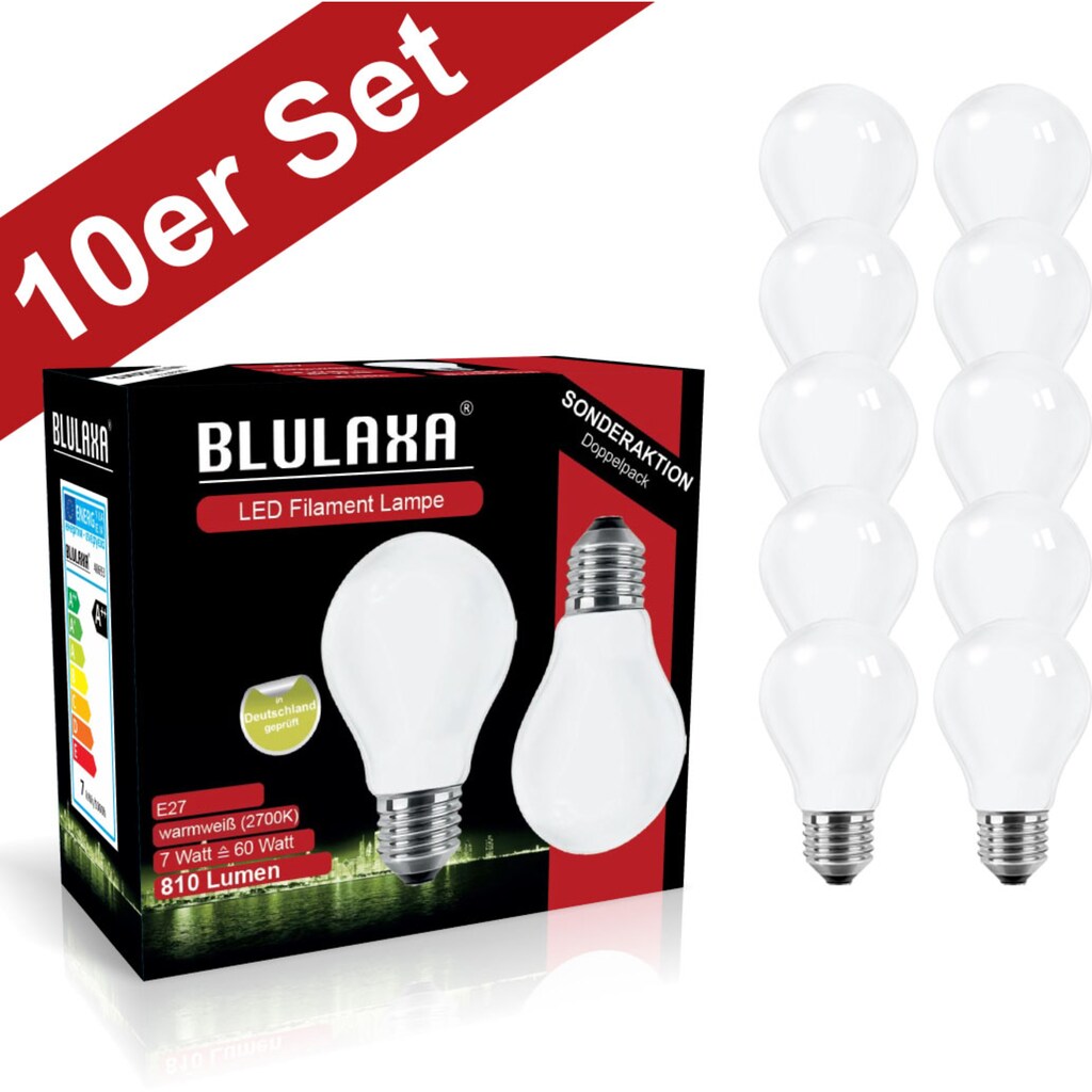 BLULAXA LED-Filament »Retro Multi«, E27, 10 St., Warmweiß