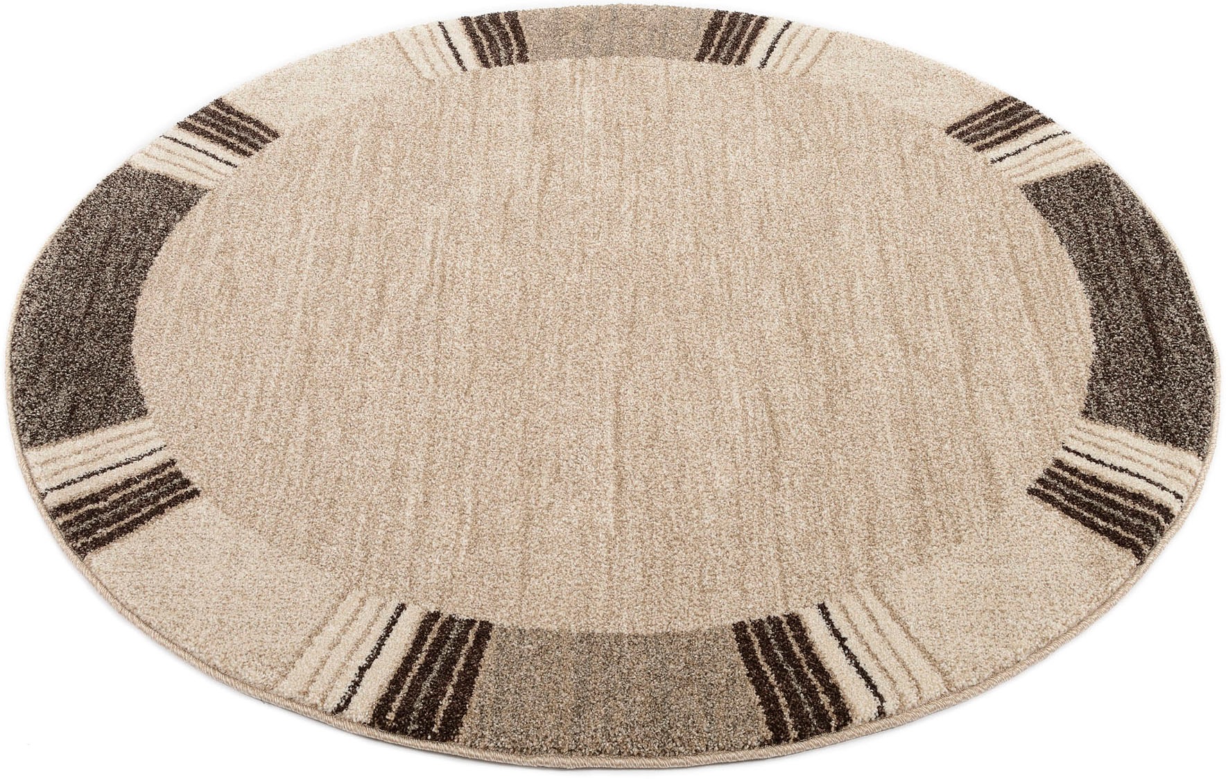 Teppich OCI DIE TEPPICHMARKE "CASTLE FLORA, auch in rechteckig", braun (braun, beige), H:20mm Ø:200cm, Polypropylen (PP), Teppiche, Teppich, dichter Frisé Kurzflor, farbiger Bordüre, Wohnzimmer, Schlafzimmer