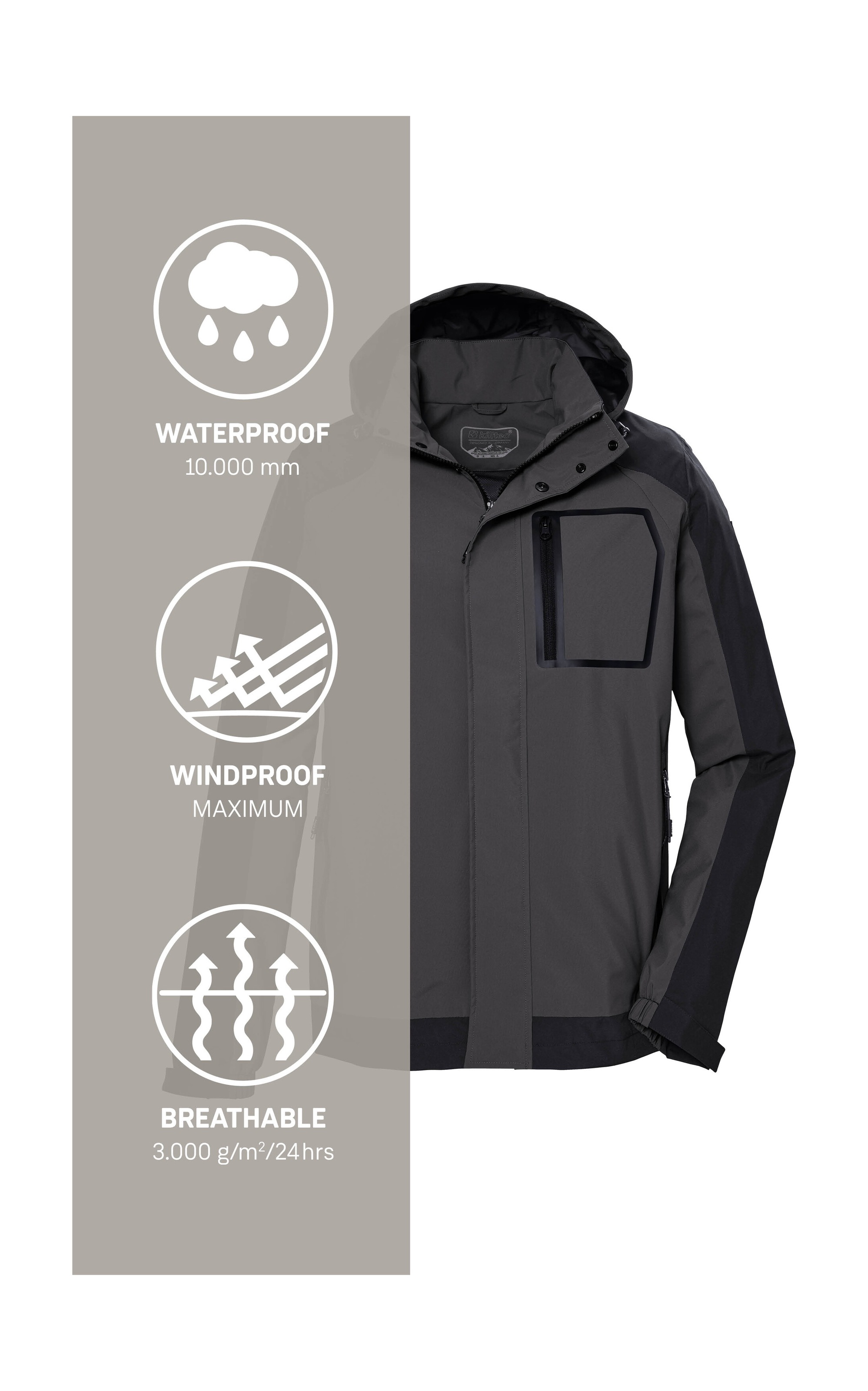 Killtec Outdoorjacke »KOS 54 MN JCKT«, wind- u wasserdicht, atmungsaktiv, PFAS-frei imprägniert