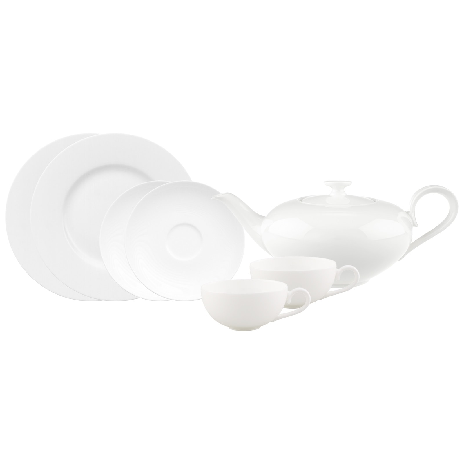 Villeroy & Boch Geschirr-Set "Tee-Set Royal weiß" Spülmaschinengeeignet, Mikrowellengeeignet