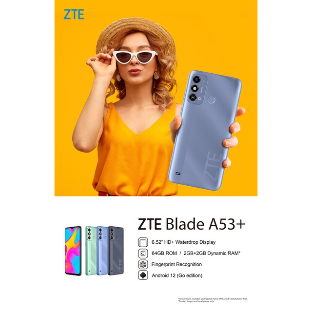 ZTE Smartphone »Blade A53+«, blau, 16,56 cm/6,52 Zoll, 64 GB Speicherplatz,  13 MP Kamera | BAUR