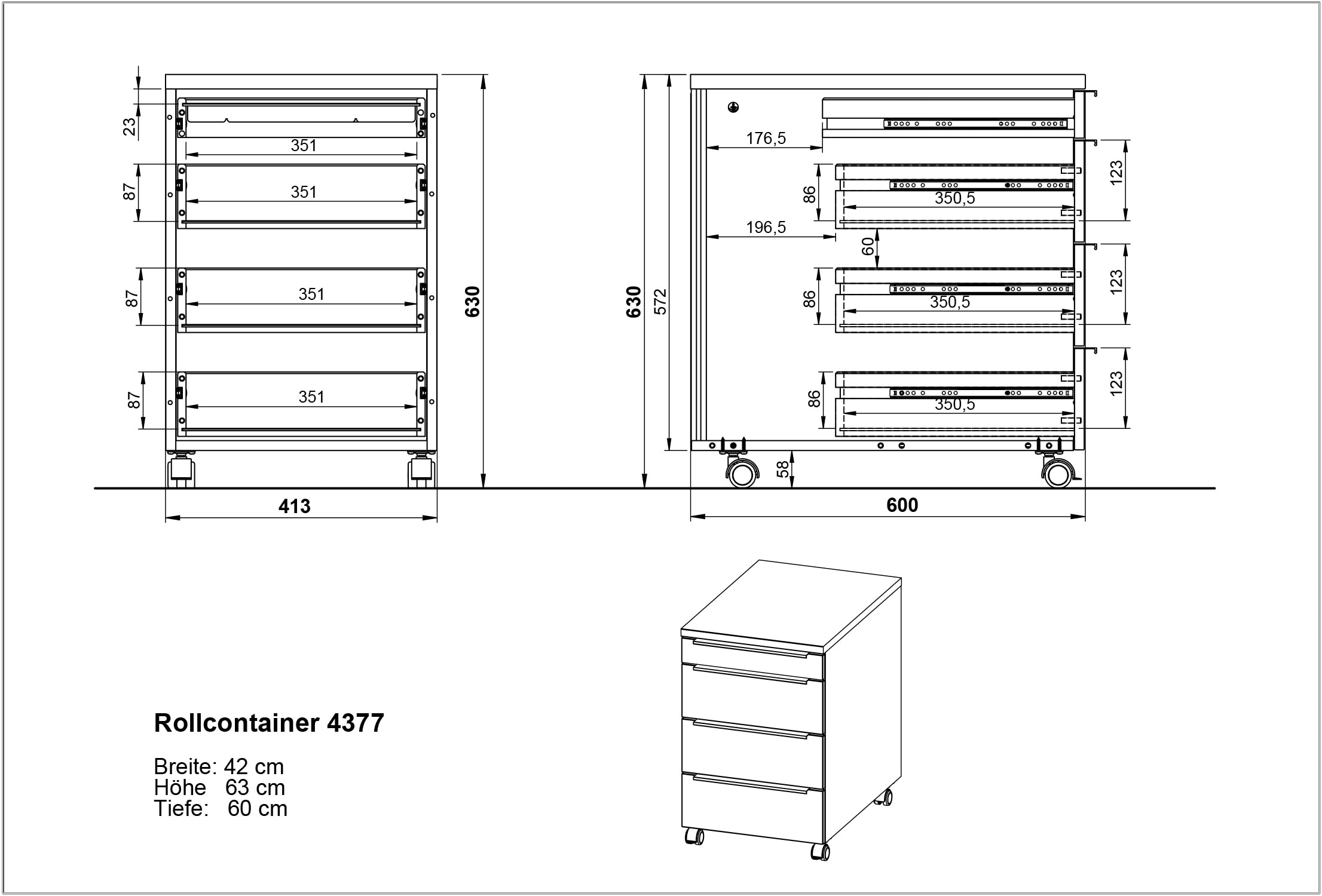 GERMANIA Büromöbel-Set »Mailand«, (3 tlg.), inkl. Schreibtisch, Rollcontainer und Raumteiler