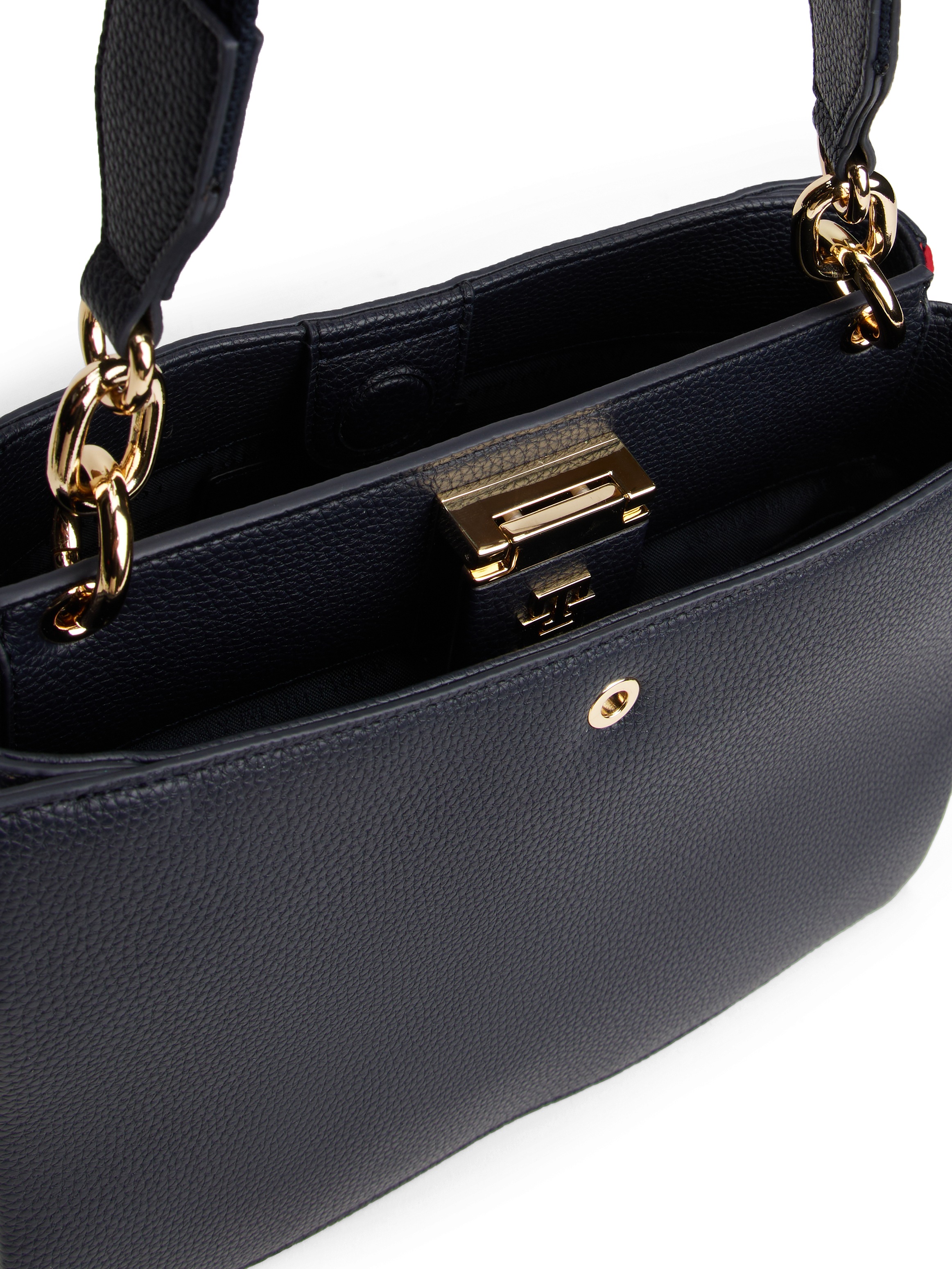 Tommy Hilfiger Satchel »TH HER MED SATCHEL CORP«, Damen Umhängetasche, Tragetasche mit Flaggenstreifen an der Seite
