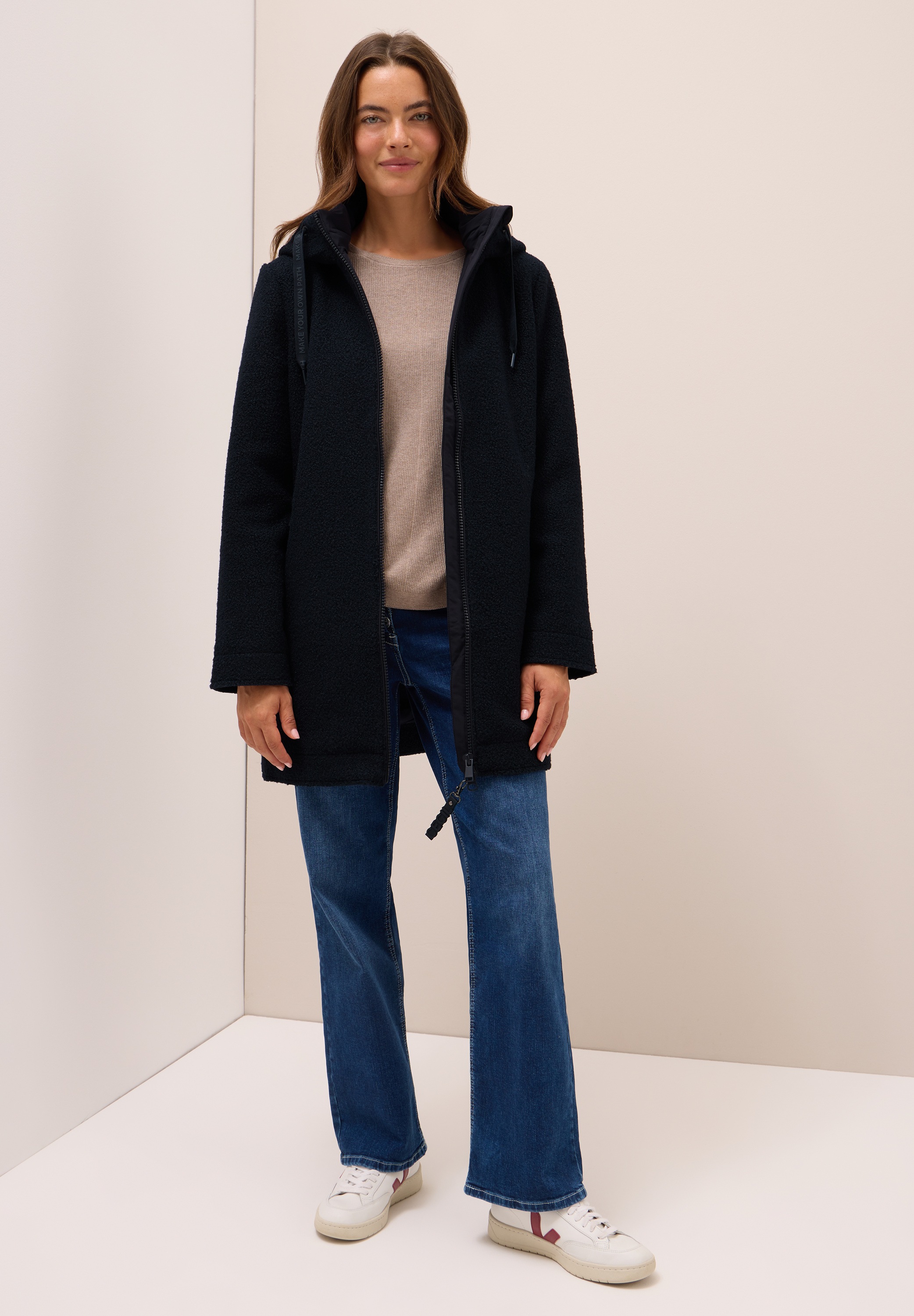 Thumbnail - Cecil Fellimitatmantel mit Kapuze mit Tunnelzugband