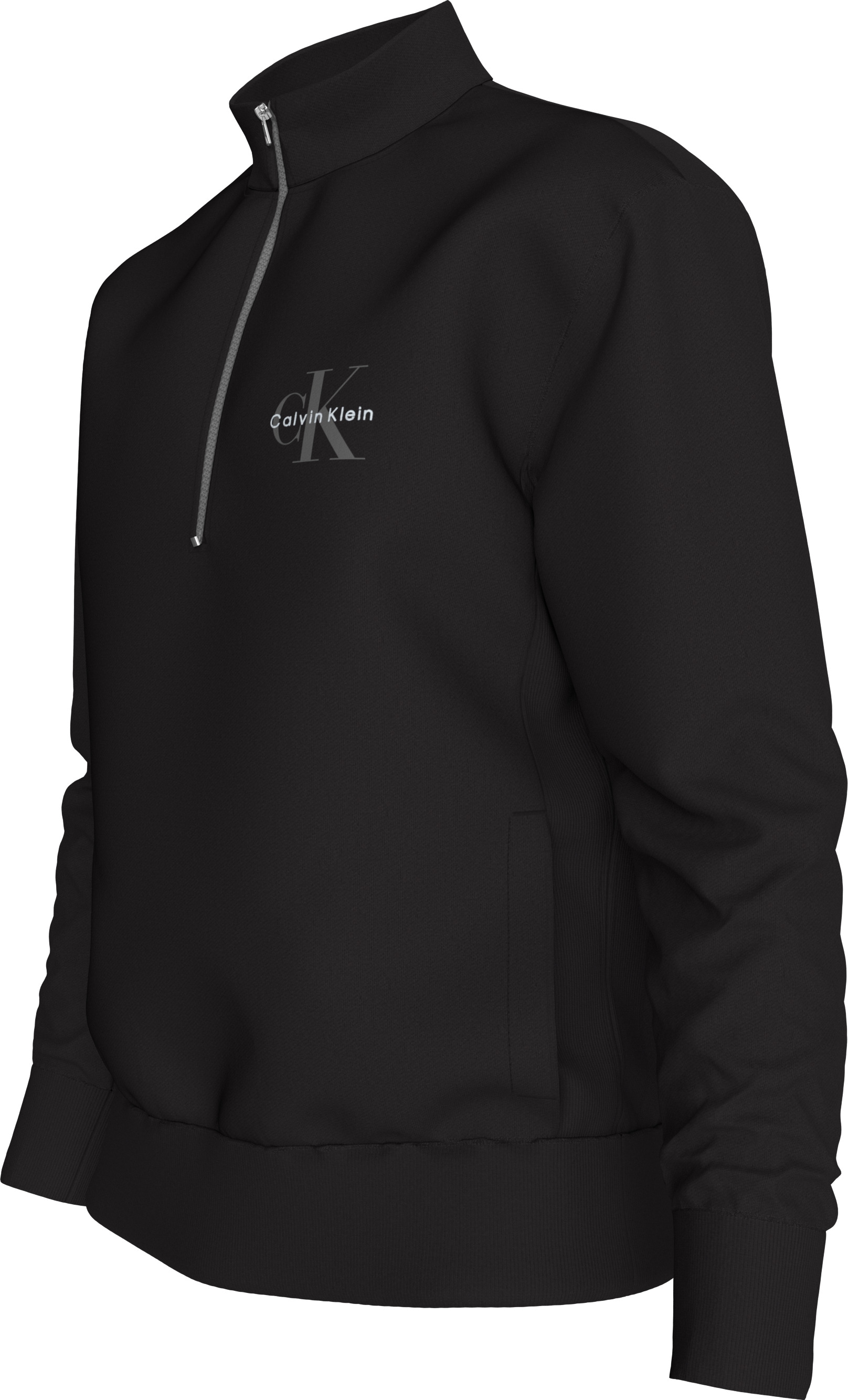 Calvin Klein Jeans Sweatshirt »LS EU 350TERRY MICRO MONOLOGO QT«, Regular fit, Stehkragen und Reißverschluss