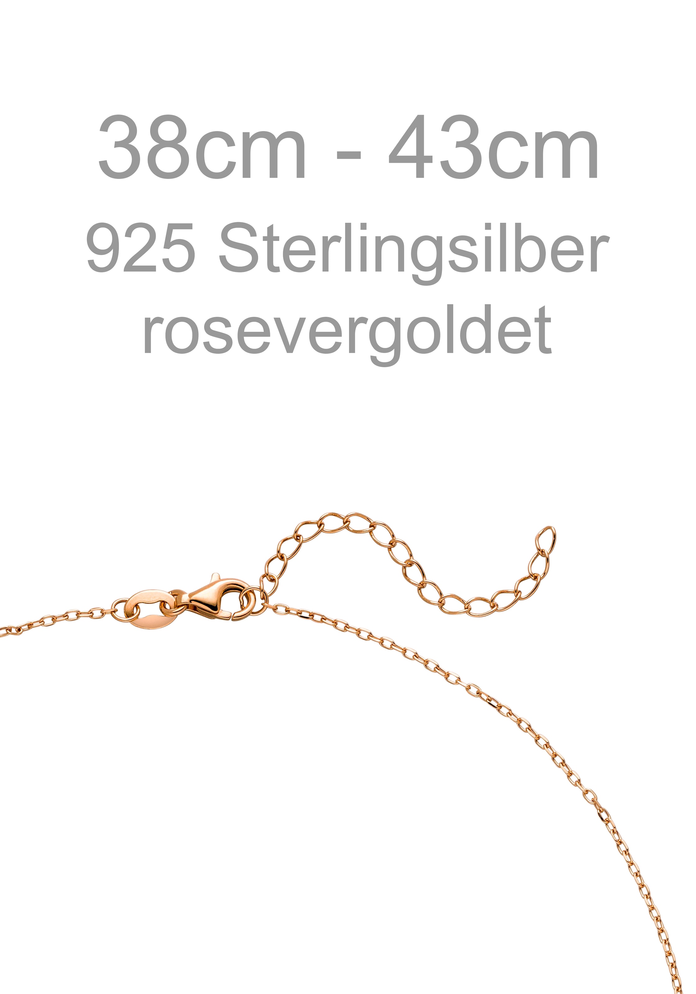 JOBO Collier »Glaube Liebe Hoffnung« 925 Silber roségold vergoldet 43 cm