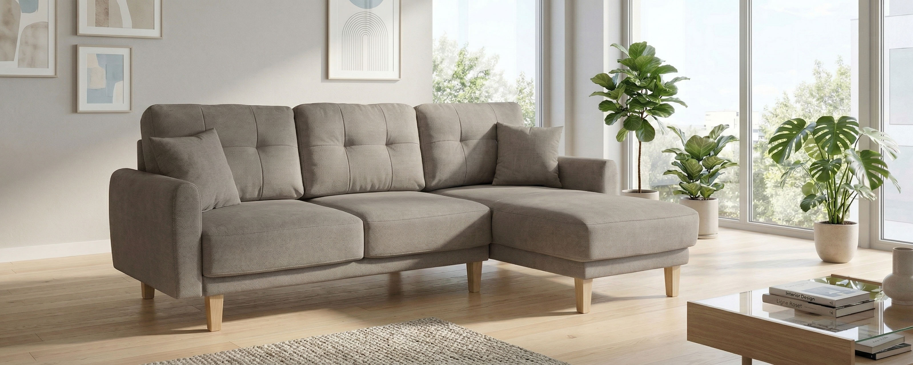 OTTO home Ecksofa "TRIPLO optionale Schlafsofa mit Bettkasten, Maße B/T/H: 234/164/89 cm" L-Form wahlweise mit Bettfunktion - Liegefläche 132x210 cm
