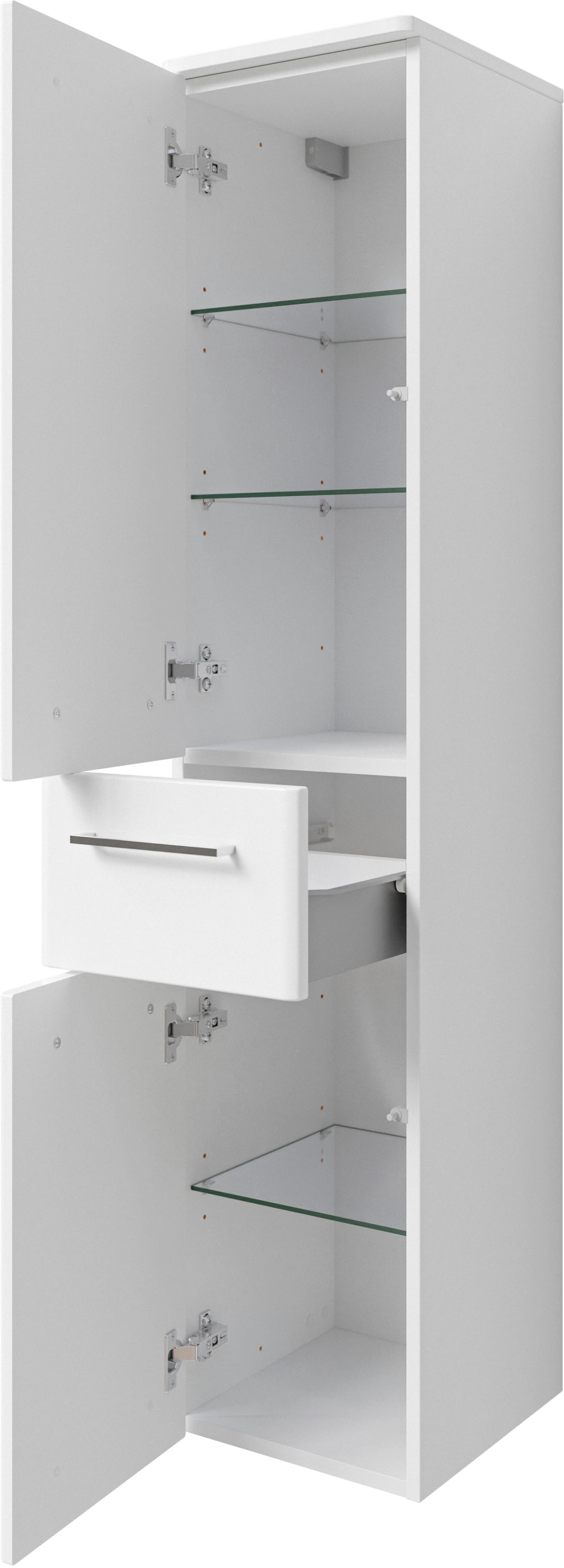 Saphir Badmöbel-Set »Quickset 316 3-teilig, Keramikwaschtisch mit LED-Spiegelschrank«, (4 St.), mit Midischrank, 5 Türen, 2 Schubladen, 1 Klappe, inkl. Türdämpfer