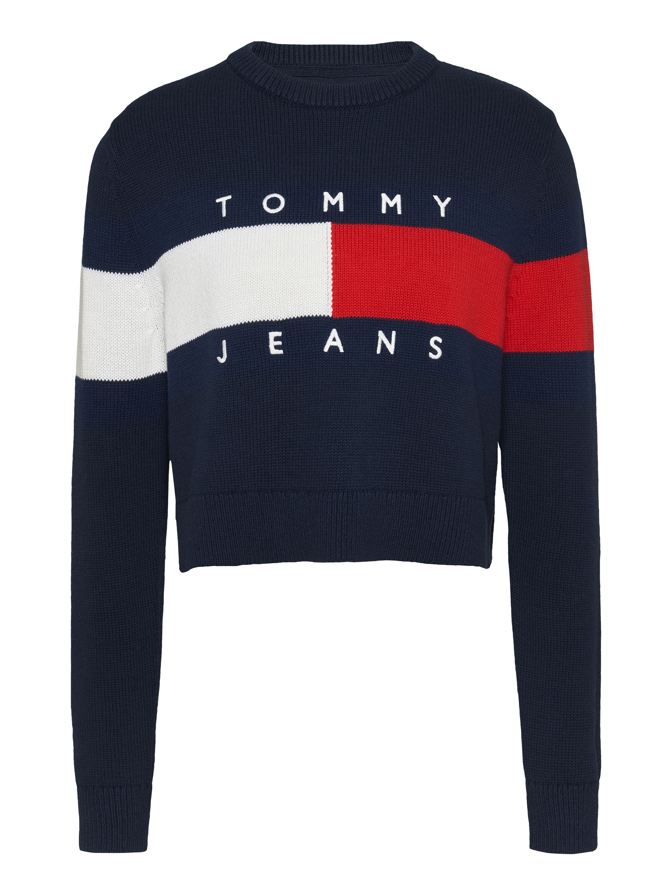Tommy Jeans Curve Strickpullover »TJW CENTER FLAG SWEATER EXT«, in Großen Größen, Logo-Flag