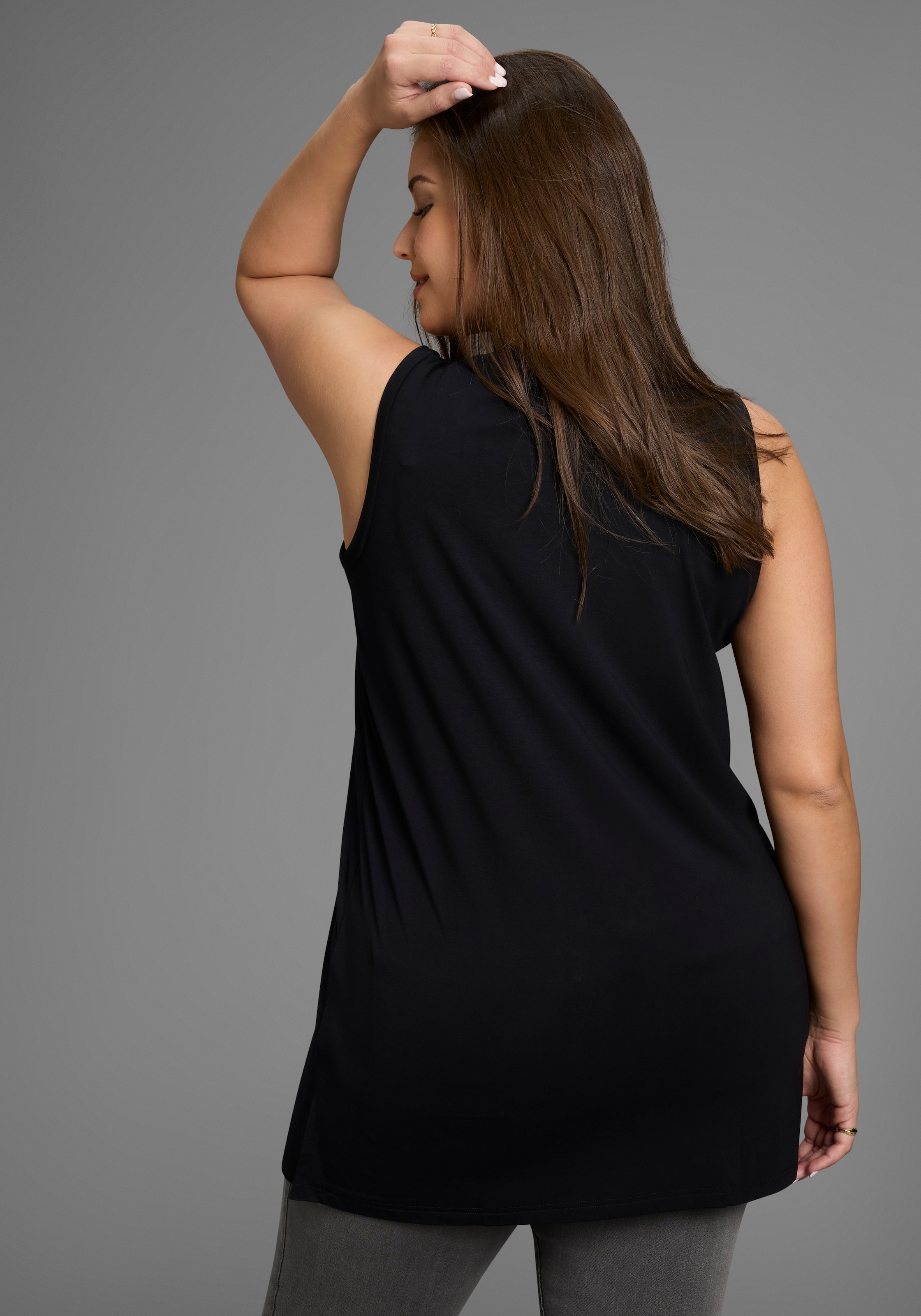 Laura Scott CURVE Longtop, aus fließendem Jersey mit lockerem Schnitt - GROSSE GRÖSSE