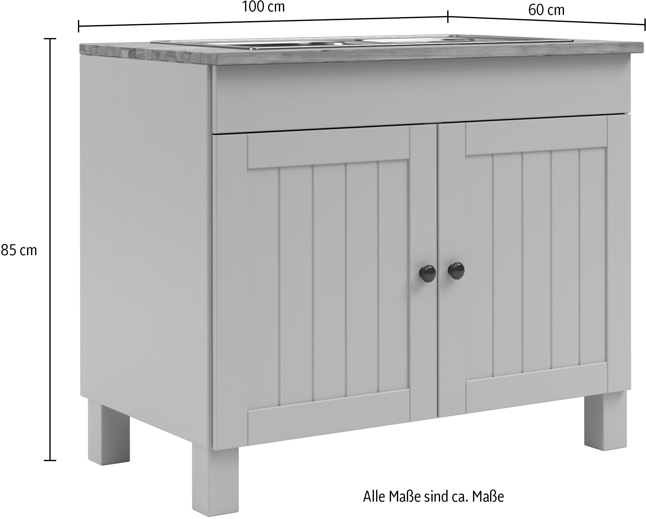 Home affaire Spülenschrank »Alby2«, Mit Metallgriffen, Breite 100 cm