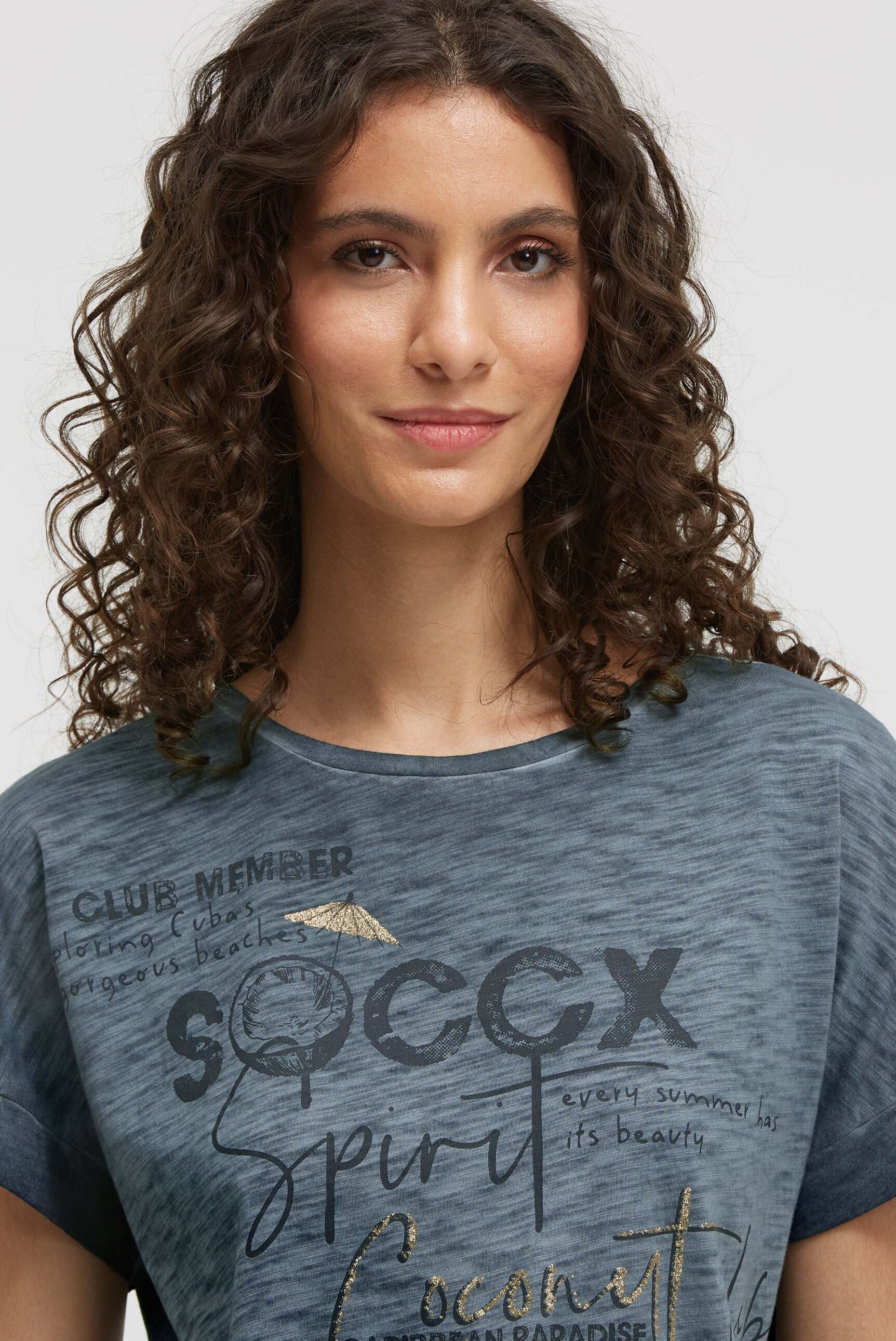SOCCX Rundhalsshirt mit Gummizug im Saum
