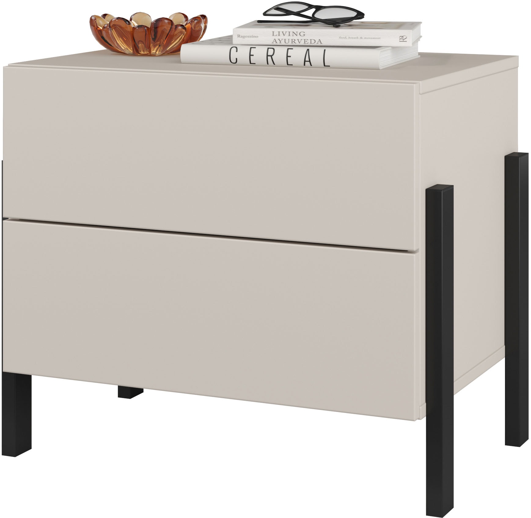 Home affaire Nachtkommode »Jukon, Breite 59 cm, moderne Kommode mit zwei Schubladen«, Nako mit zwei Schubladen, push to open Funktion