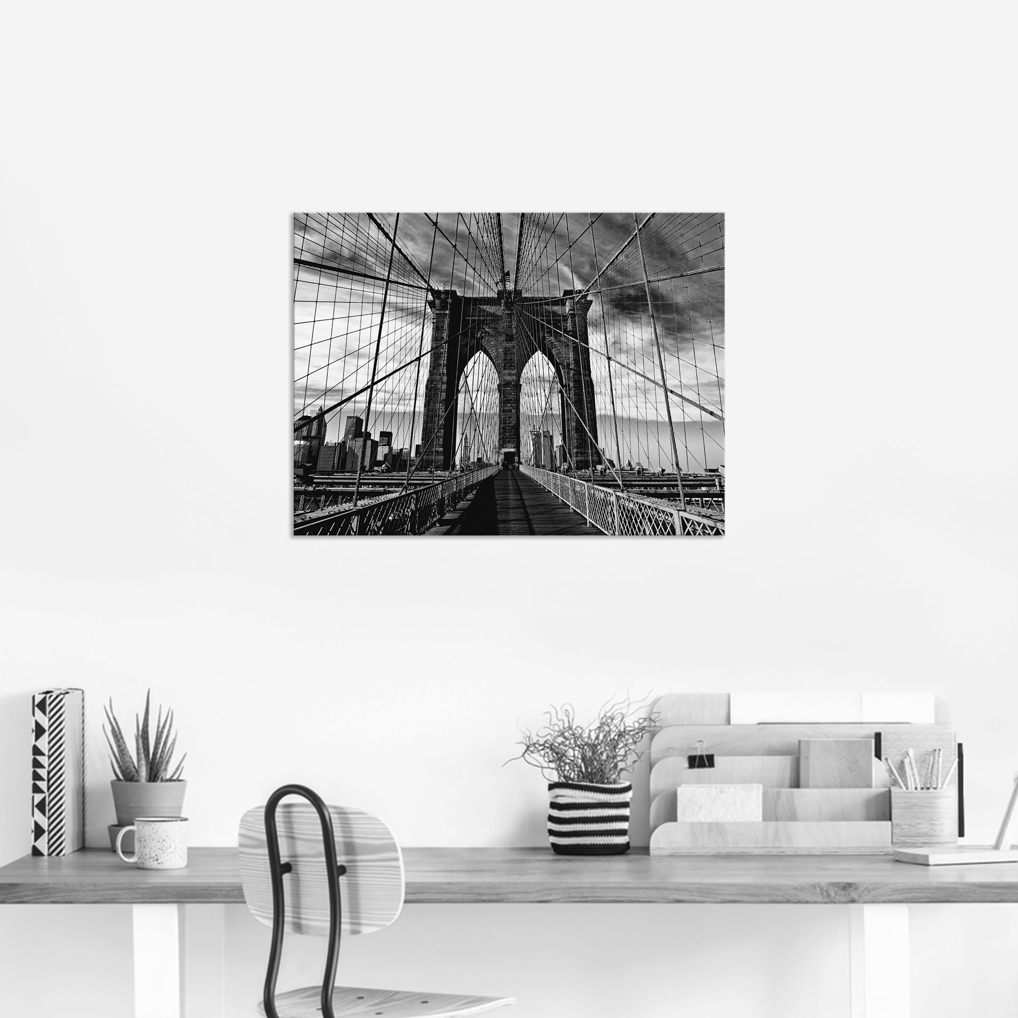 Artland Wandbild "Brooklyn Bridge - schwarz/weiss", Brücken, (1 St.), als A günstig online kaufen