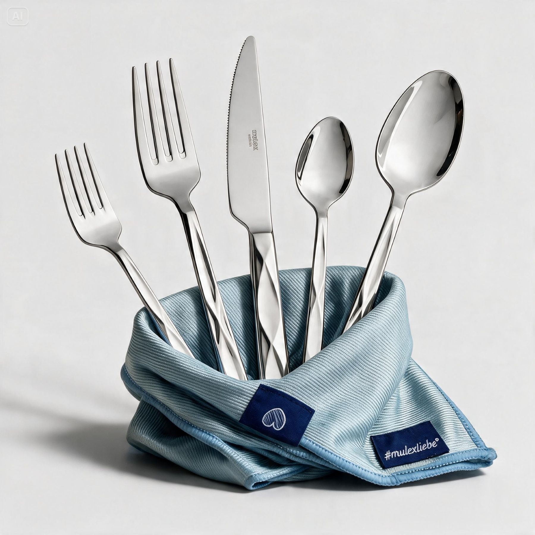 Mulex Besteck-Set »Vicenza, Besteckset mit 3 Multifunktionstüchern« Facetten-Design mit edler Haptik und zeitloser Eleganz