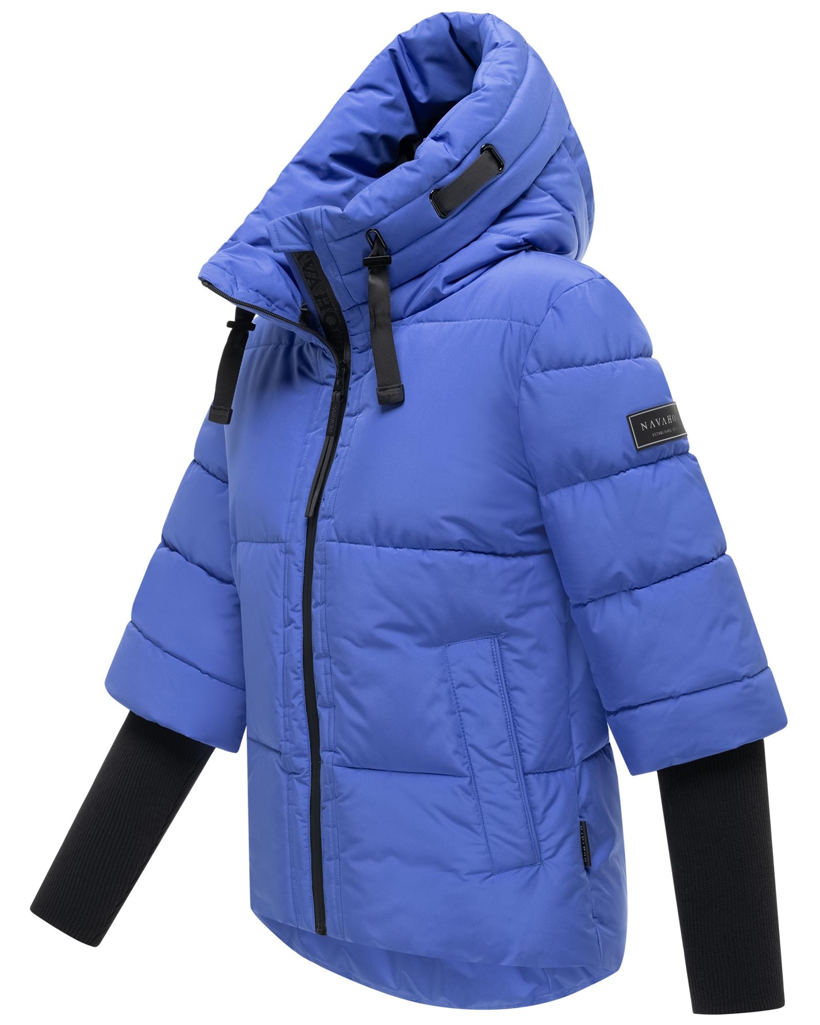 Navahoo Steppjacke »Lotusherz XIV« mit Kapuze Warme gesteppte Winterjacke mit Rippstrickärmeln