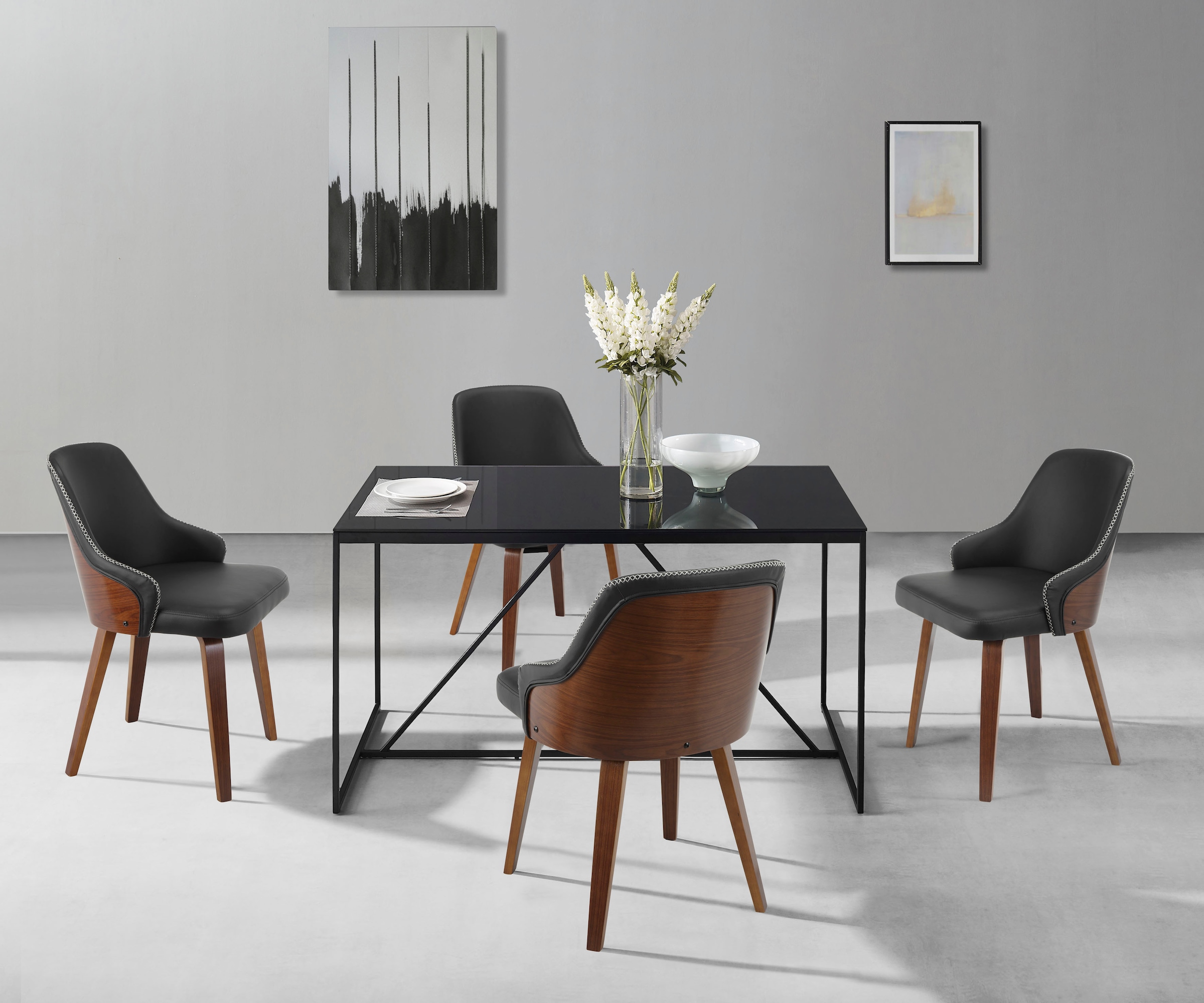INOSIGN Esszimmerstuhl »Bojan«, 2 St., Kunstleder, pflegeleichtes Kunstleder, Sitz- und Rücken gepolstert, Sitzhöhe 47 cm