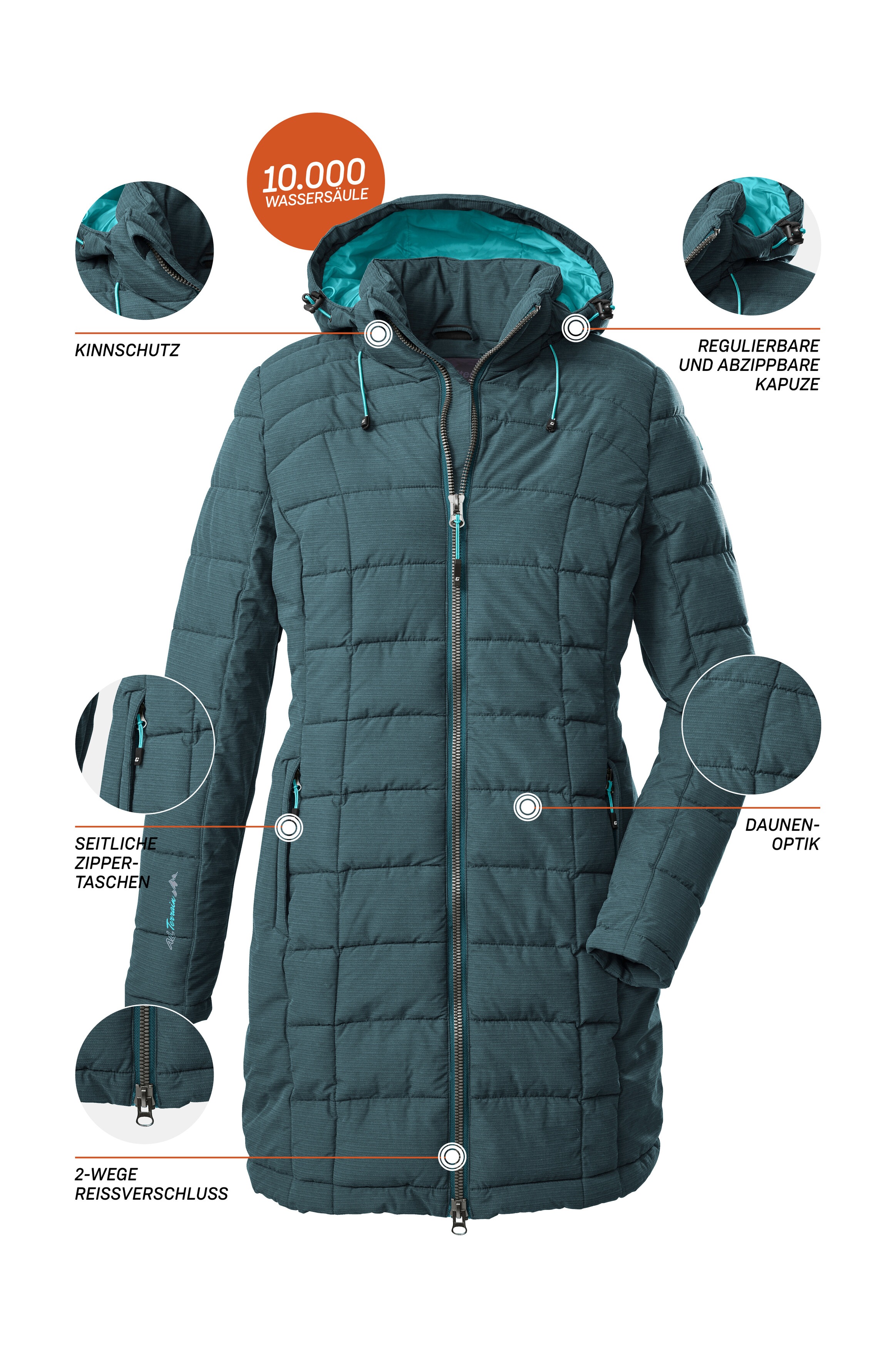 Thumbnail - Killtec Steppmantel "Skane WMN Quilted PRK", Moderner Parka von killtec: warm, wasser- und winddicht, atmungsaktiv