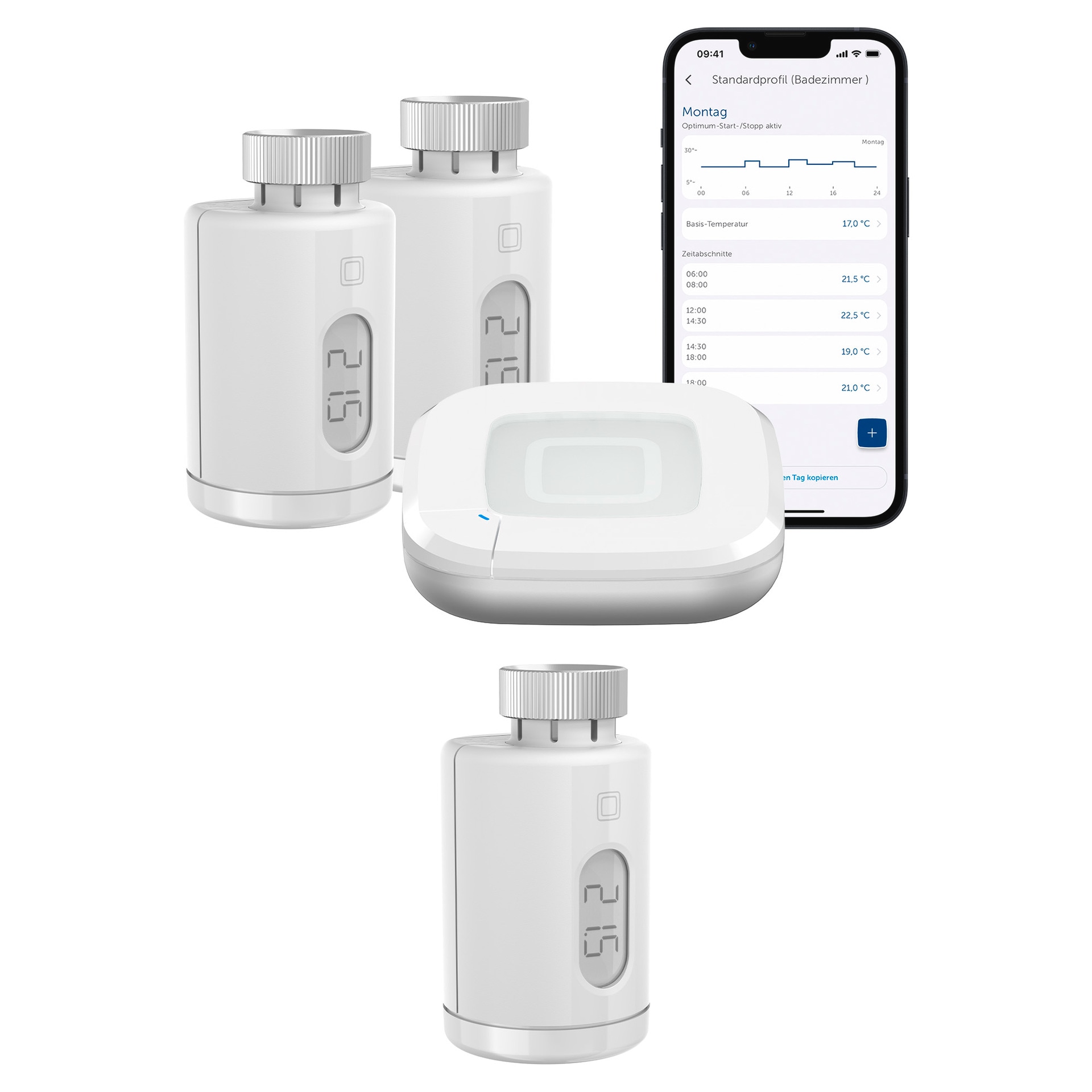 HOMEMATIC IP Heizkörperthermostat "Starter Set Heizen pure für 3 Heizkörper", weiß, B:31cm H:12cm T:37cm, Heizkörperthermostate - Kunststoff Einheitsg