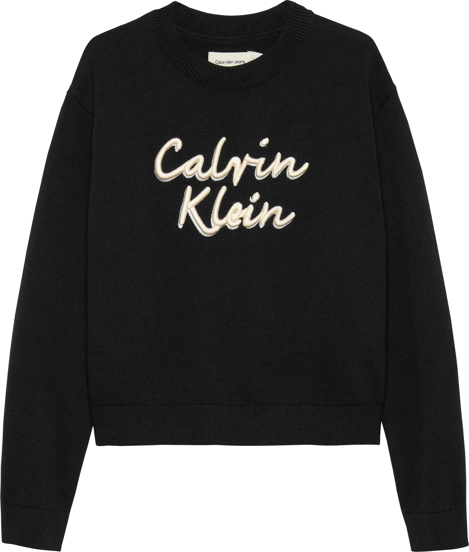 Calvin Klein Jeans Rundhalspullover »LOGO METALLIC INTERSIA«, für Kinder bis 16 Jahre, große Stickerei