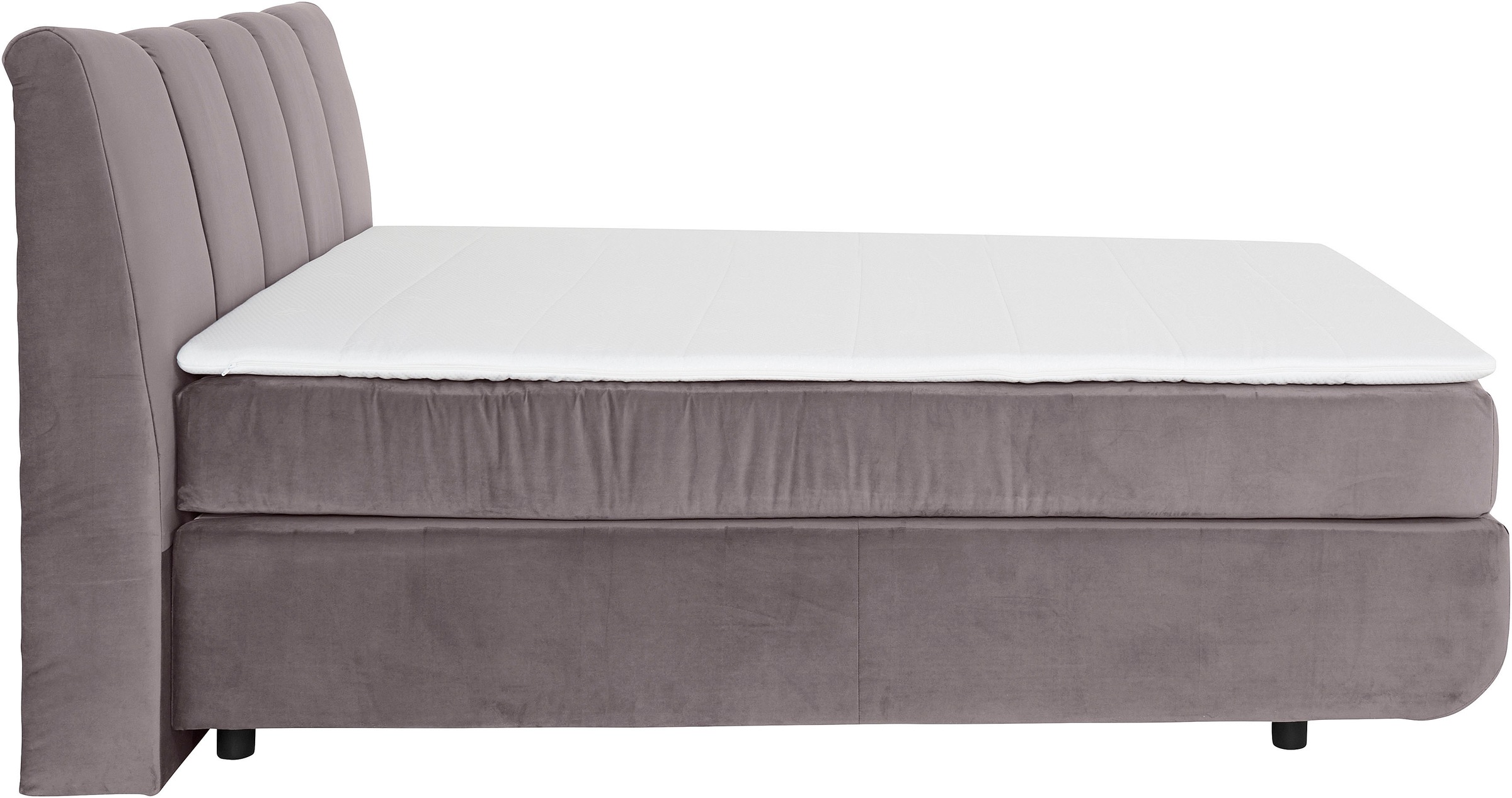 Boxspringbett HOME AFFAIRE "Océane", grau (stone), B:150cm L:221cm, Komplettbetten, Boxspringbett, Bodenfrei- wirkt freischwebend, verschiedene Härtegrade (auch H4) 6