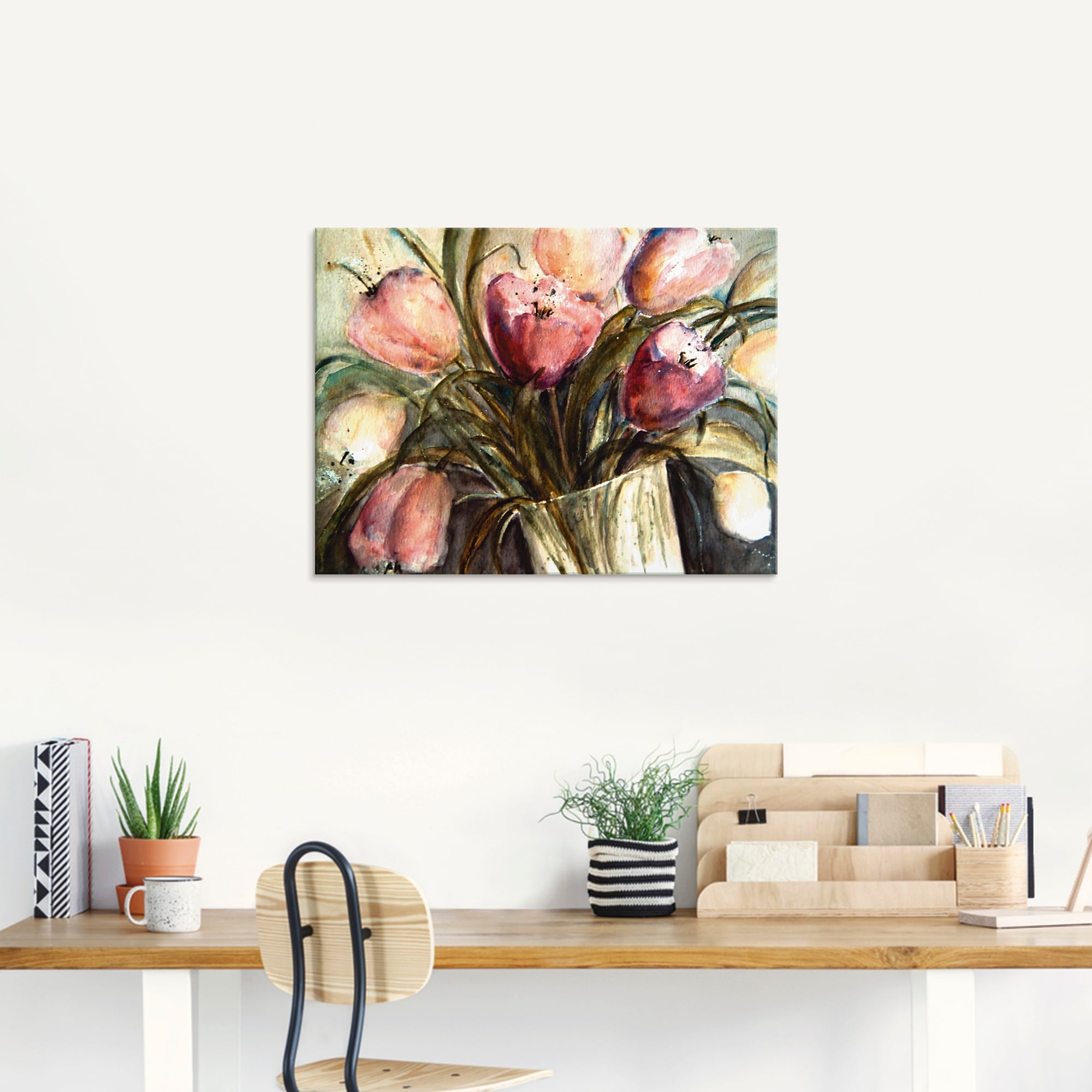 Artland Glasbild »Lila Tulpen in Vase«, Blumen, (1 St.), in verschiedenen Größen