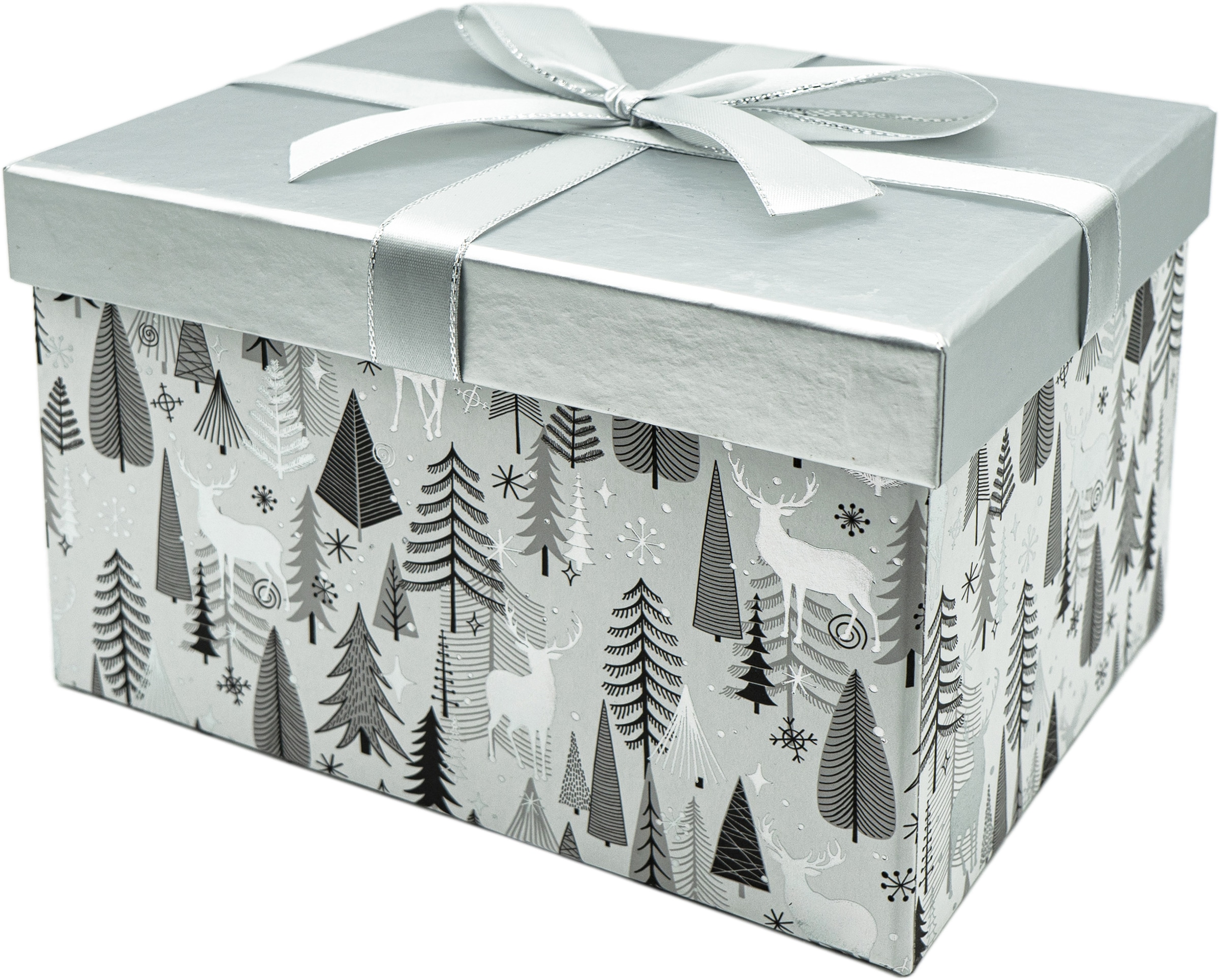 NOOR LIVING Geschenkbox »Weihnachtsdeko«, (Set, 4 St.), edle Prägung mit Schleife aus Satinband