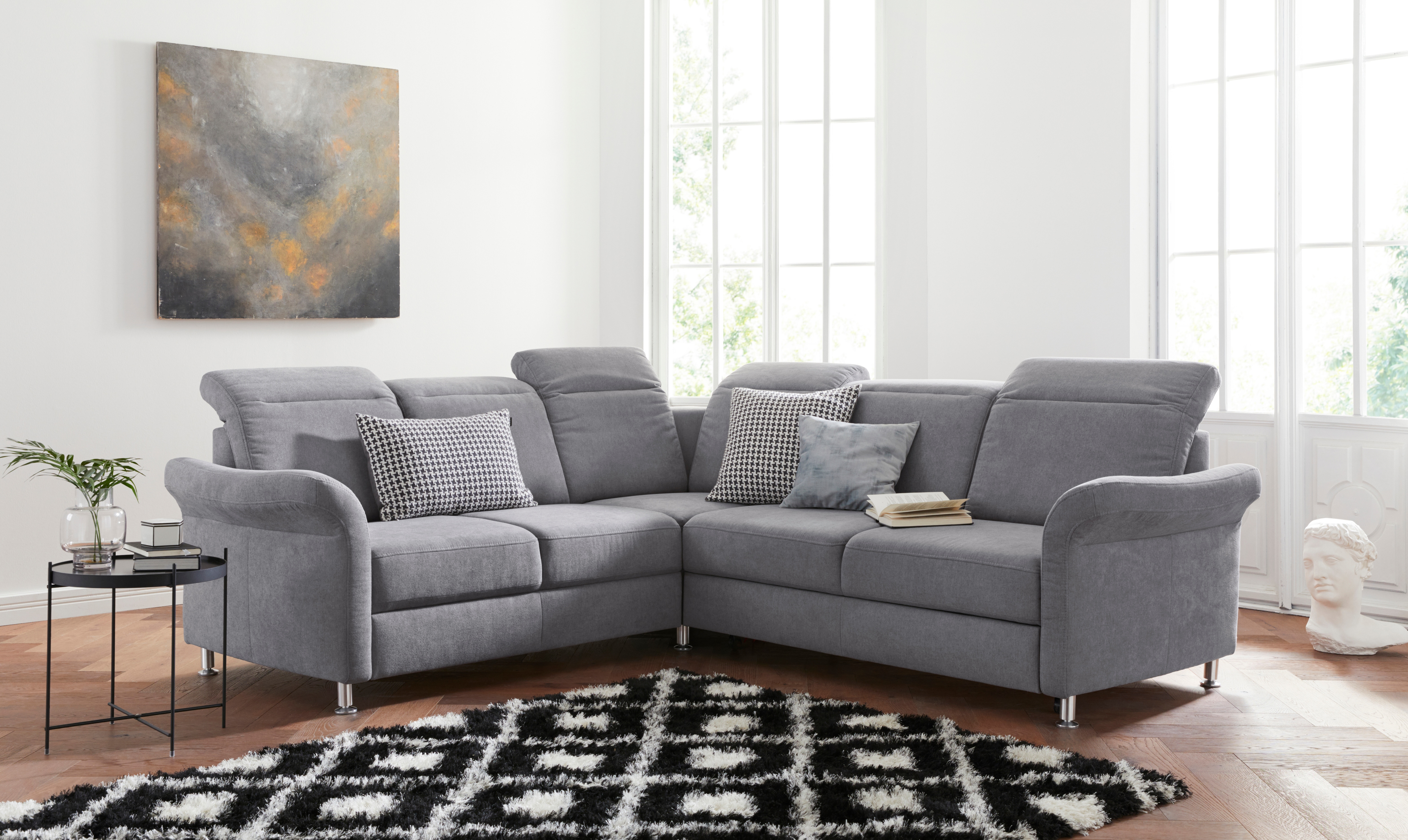 sit&more Ecksofa "Darwin L-Form" inklusive Federkern, wahlweise mit Kopfteilverstellung, Schlaffunktion