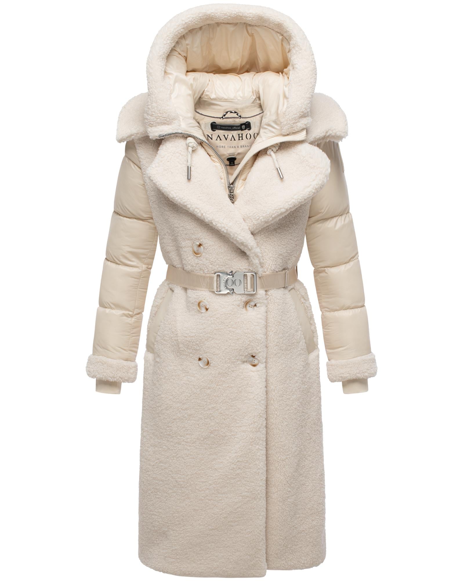 Navahoo Wintermantel »Kuscheltraum 14«, Modischer Damen Plüschmantel aus angesagtem Materialmix
