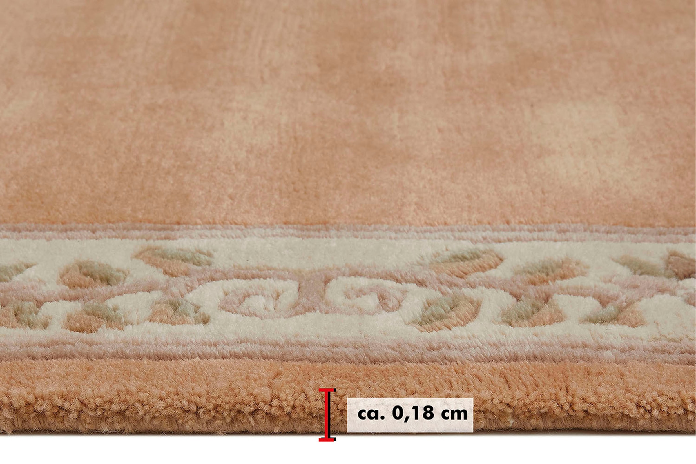 LUXOR living Wollteppich »Adour«, rechteckig, 18 mm Höhe, reine Wolle, handgeknüpft, mit Bordüre und Fransen, Wohnzimmer