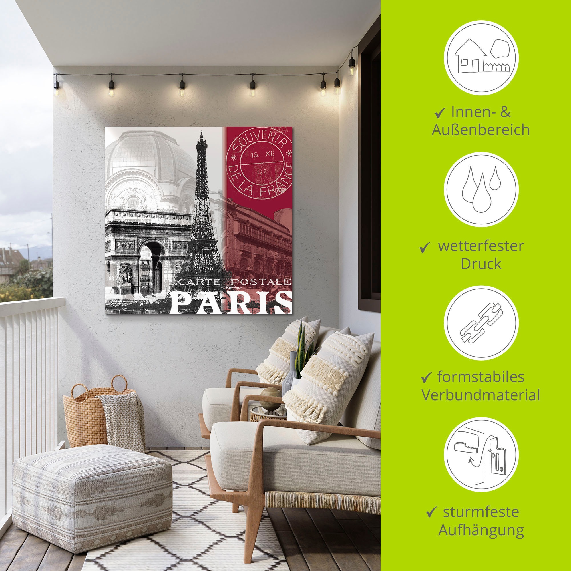 Artland Wandbild »Paris«, Gebäude, (1 St.), als Alubild, Outdoorbild, Leinwandbild in verschied. Größen