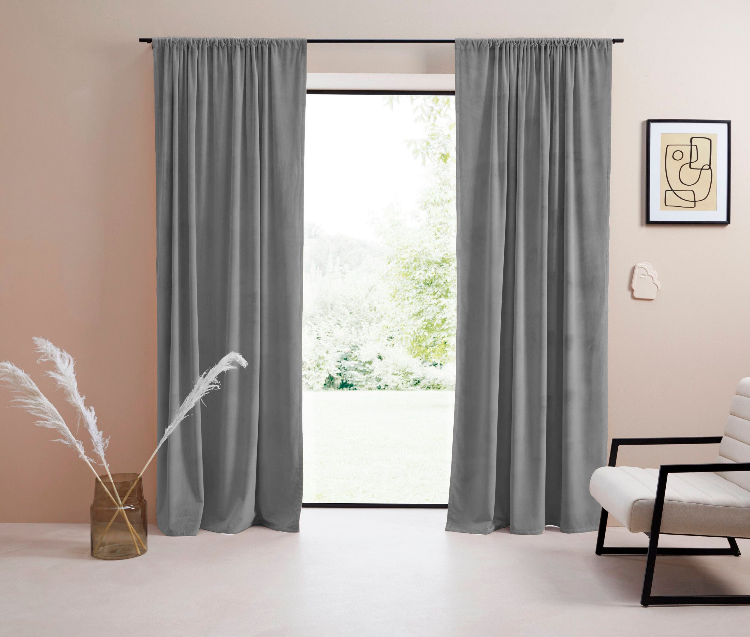 LeGer Home by Lena Gercke Gardine "LADINA" Stangendurchzug 1 Stk. tlg. blickdicht, gewebt, verschiedene Größen, 1 Stück, Bestseller