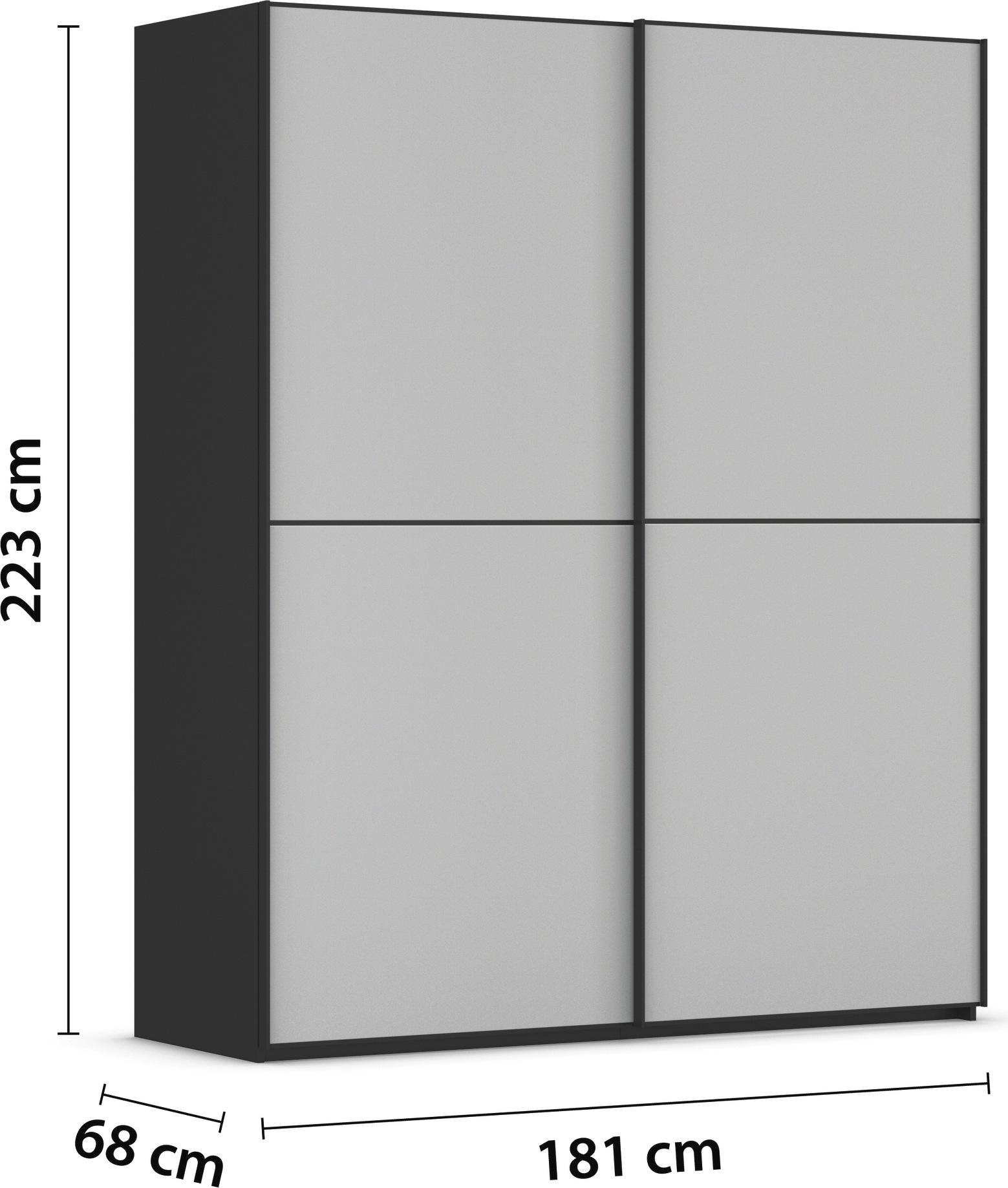 rauch Schwebetürenschrank »Kleiderschrank Schrank Garderobe Schlafzimmerschrank SCALE-DUO«, edle zweigeteilte Türen Glas-Front mit 3 Zierleisten MADE IN GERMANY