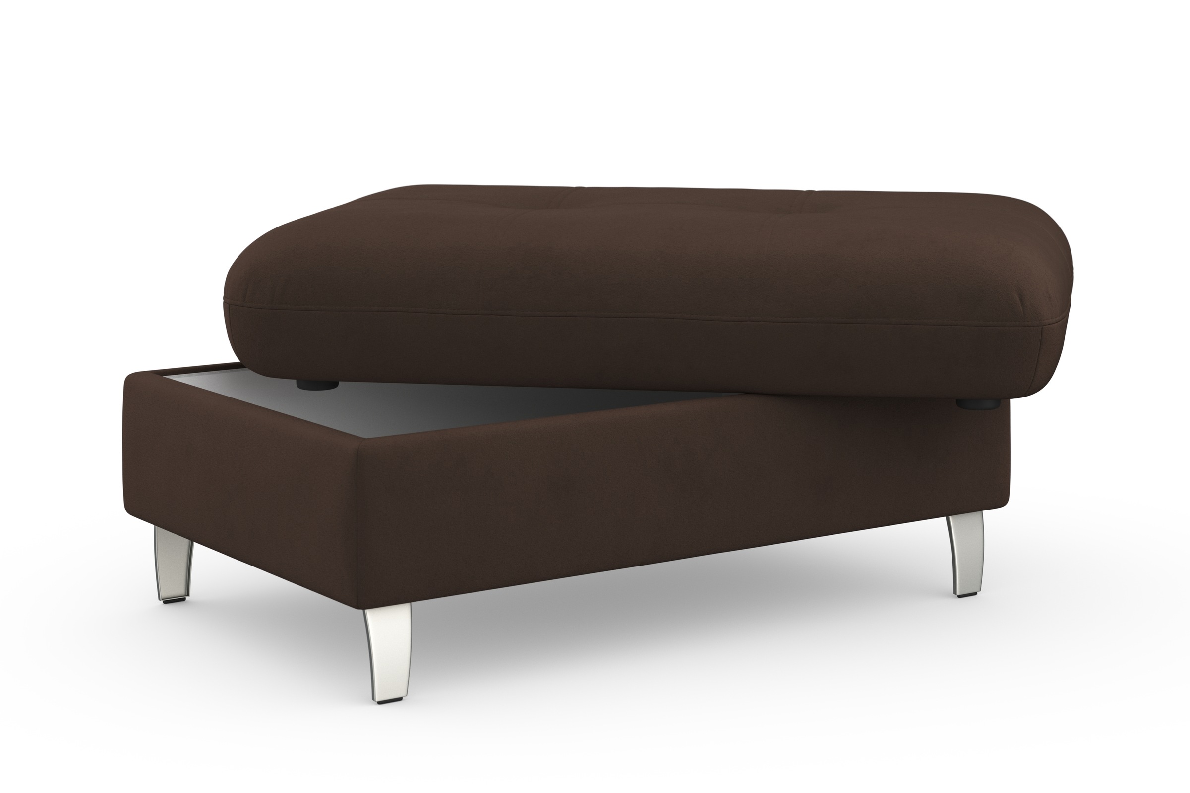 Hocker SIT & MORE "Marano", braun (dunkelbraun), B:102cm H:43cm T:67cm, 100% Polyester, Hocker, Hocker, mit Stauraum 3