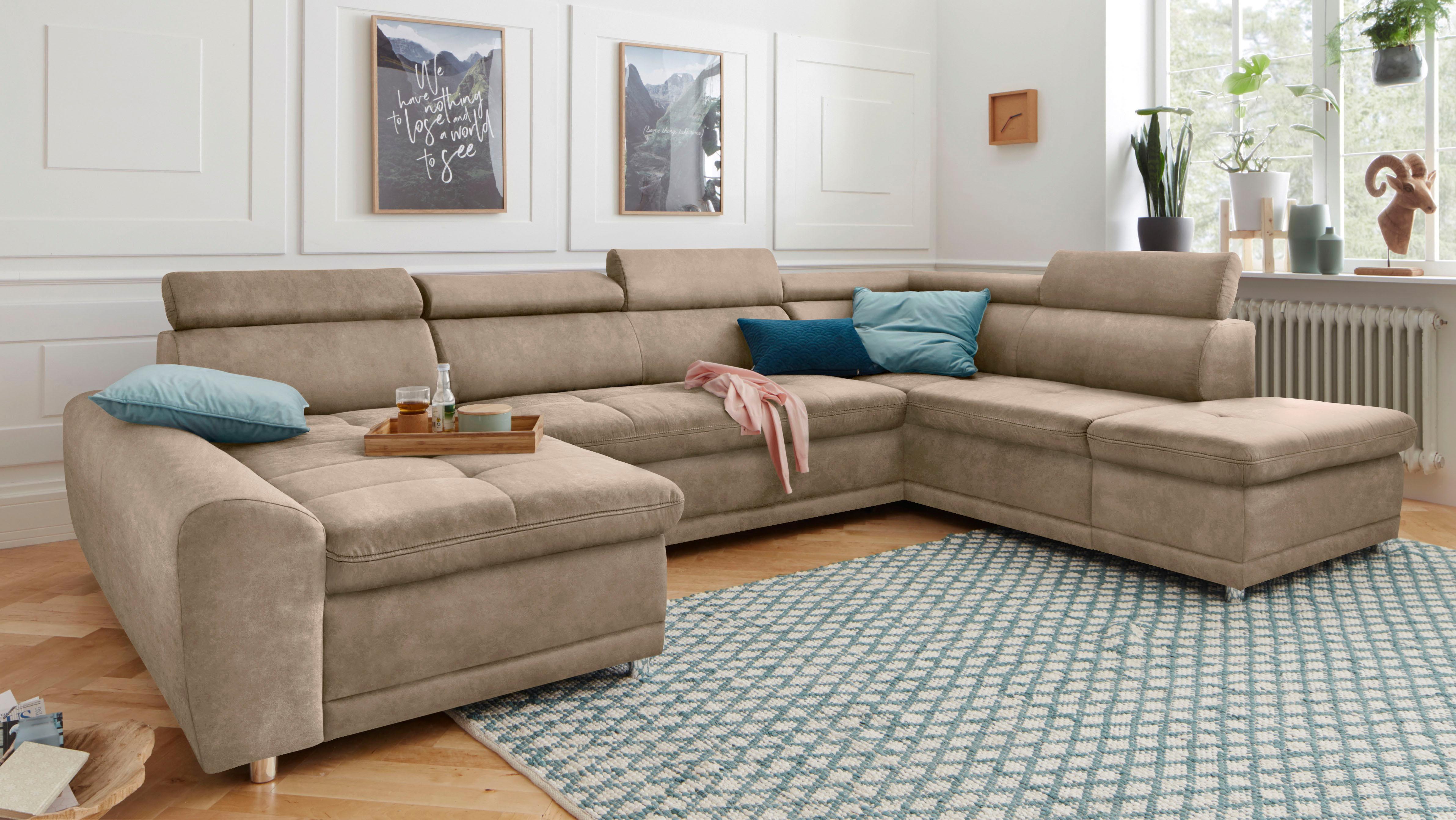 sit&more Wohnlandschaft "Riva U-Form" wahlweise mit Schlaffunktion