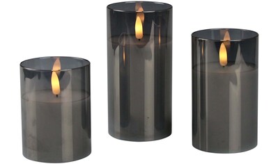 AM Design LED-Kerze, (Set, 3 tlg.), mit beweglicher LED-Flamme, grau kaufen